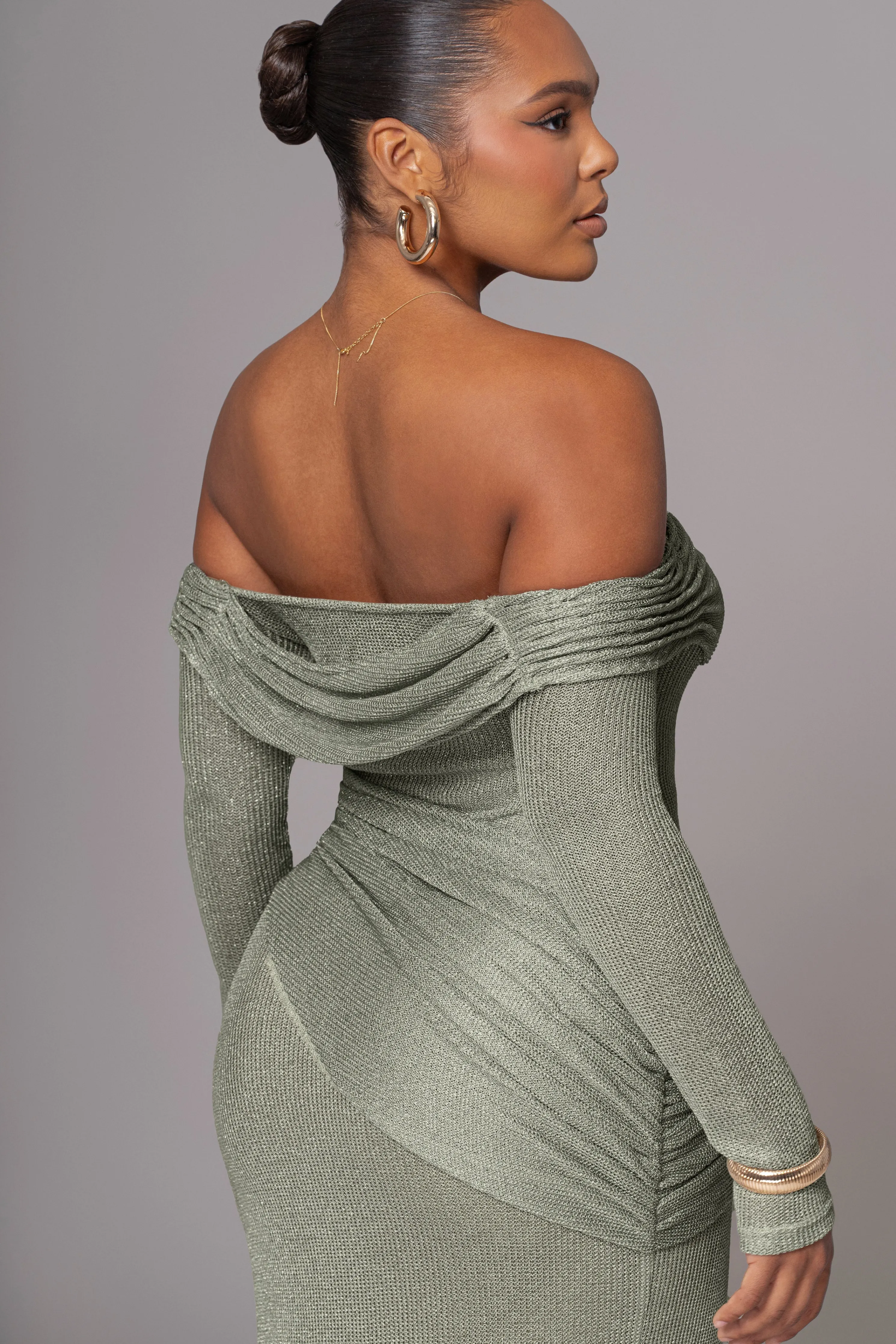 Olive Island Elegance Drape Dress