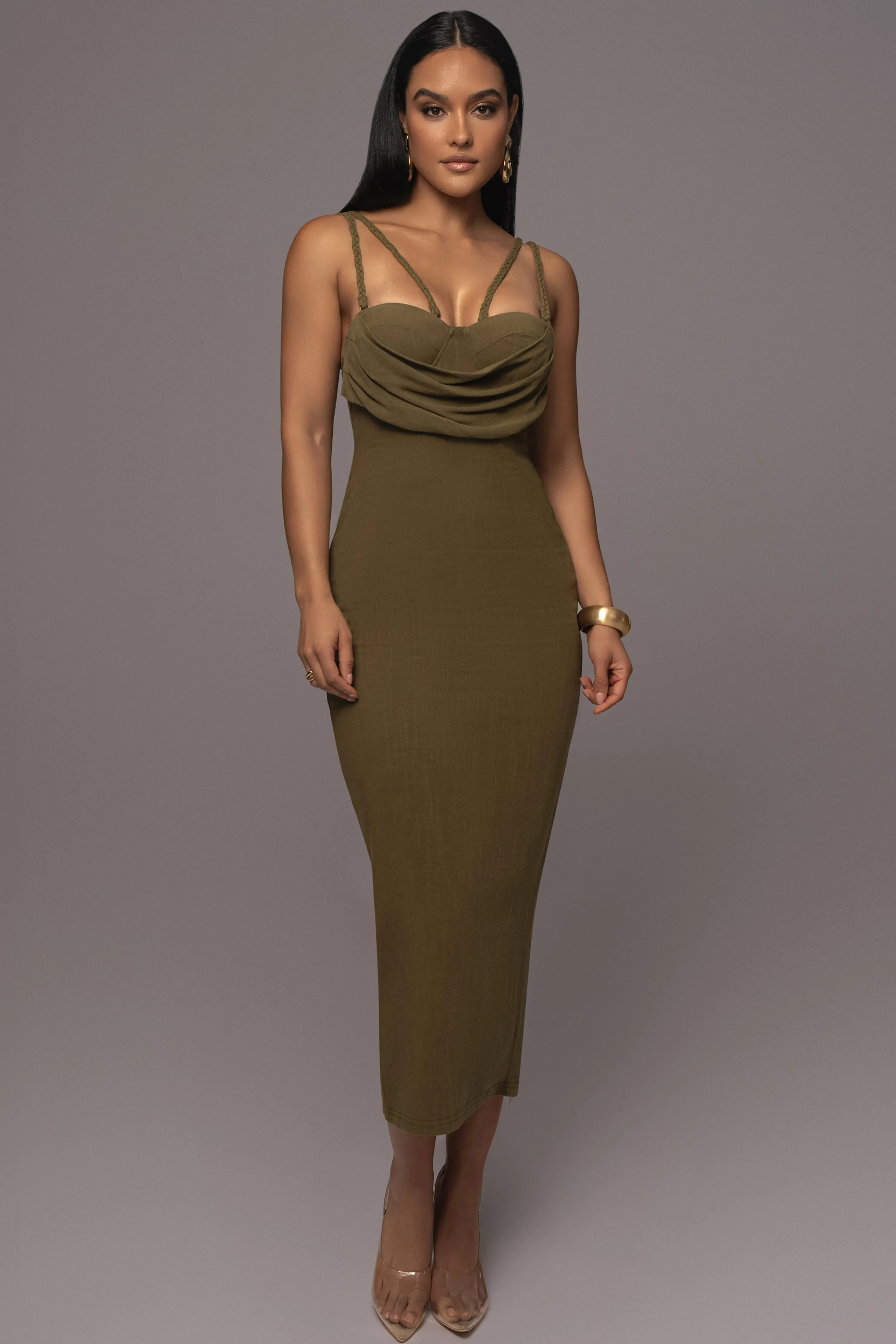 Olive Linen Visions Of You Dress