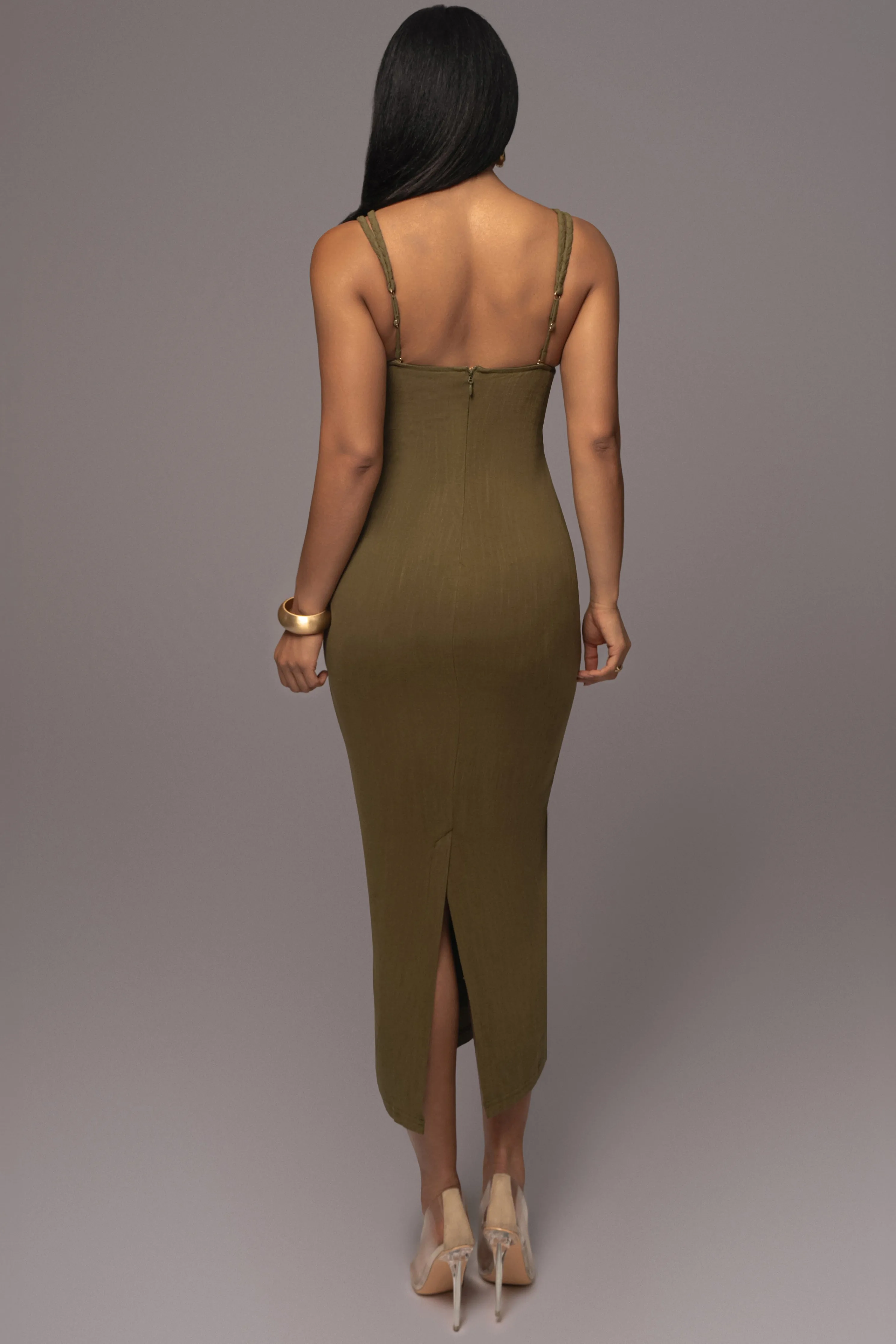 Olive Linen Visions Of You Dress