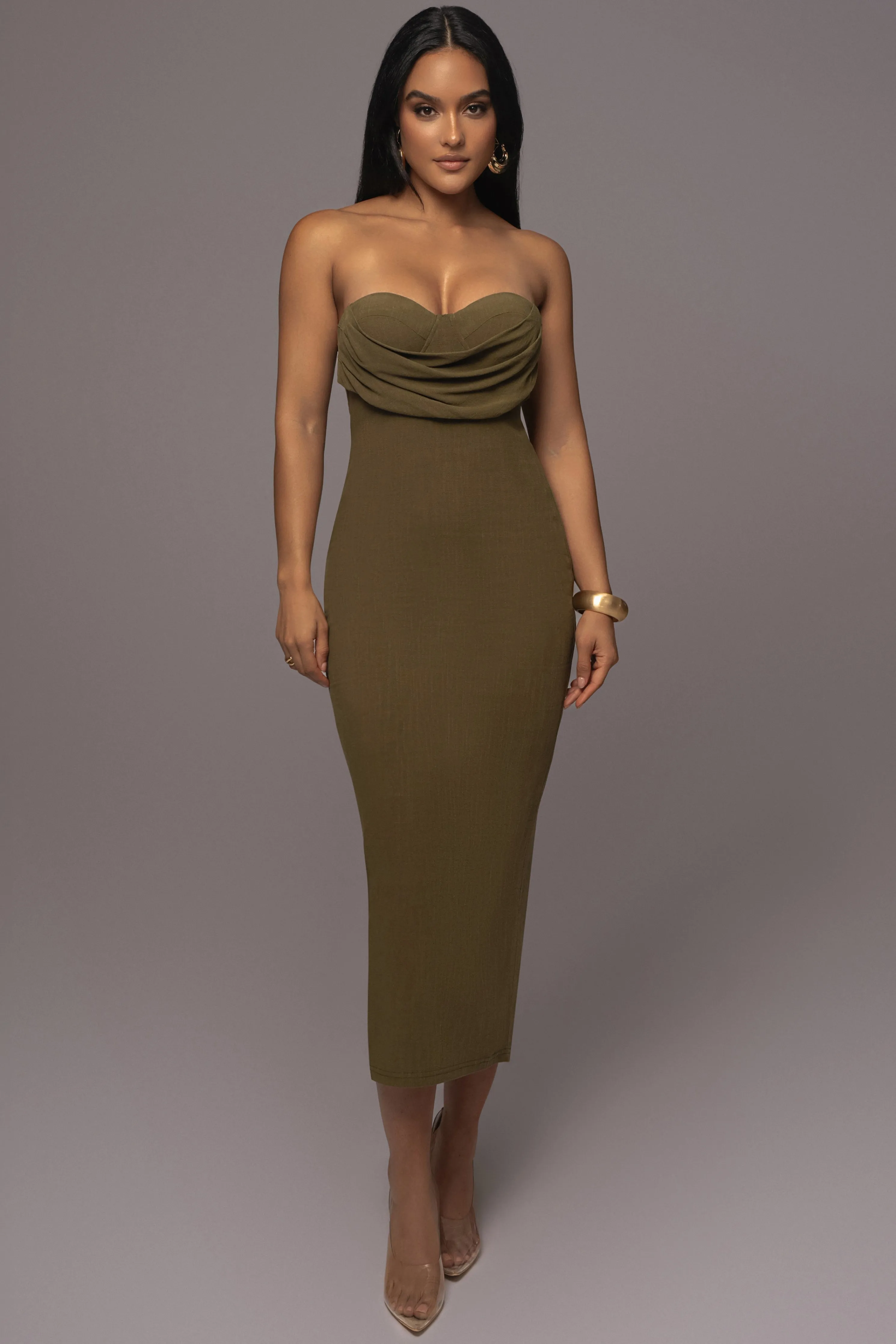 Olive Linen Visions Of You Dress