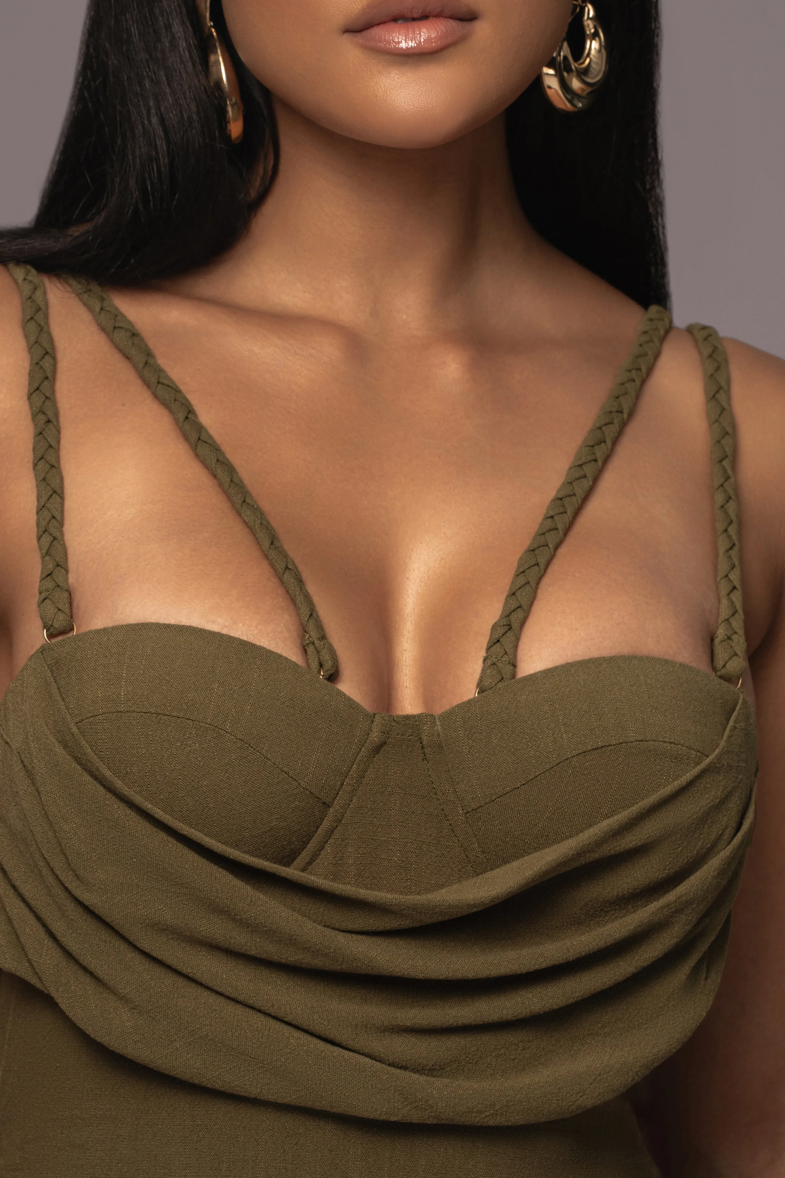 Olive Linen Visions Of You Dress