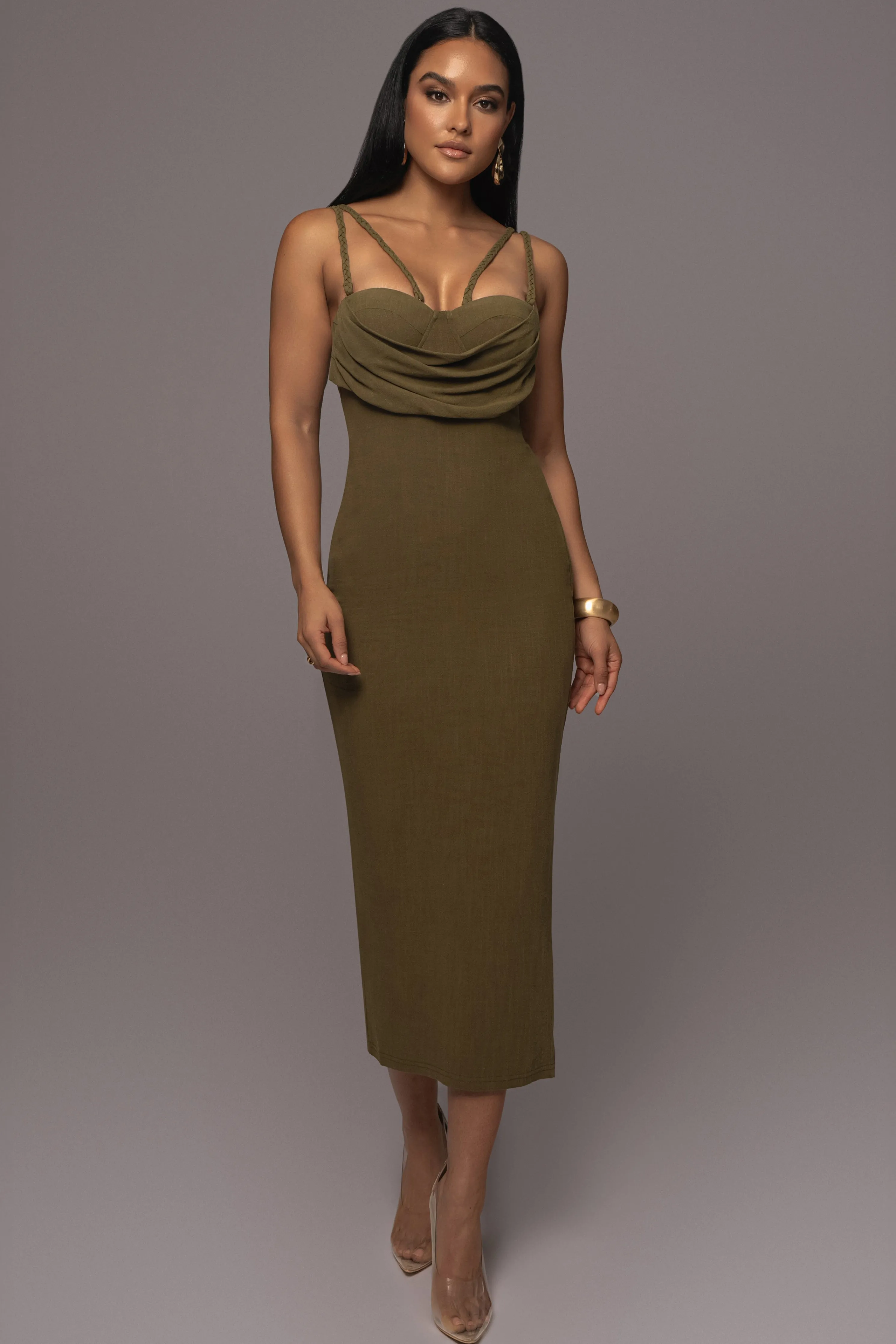 Olive Linen Visions Of You Dress