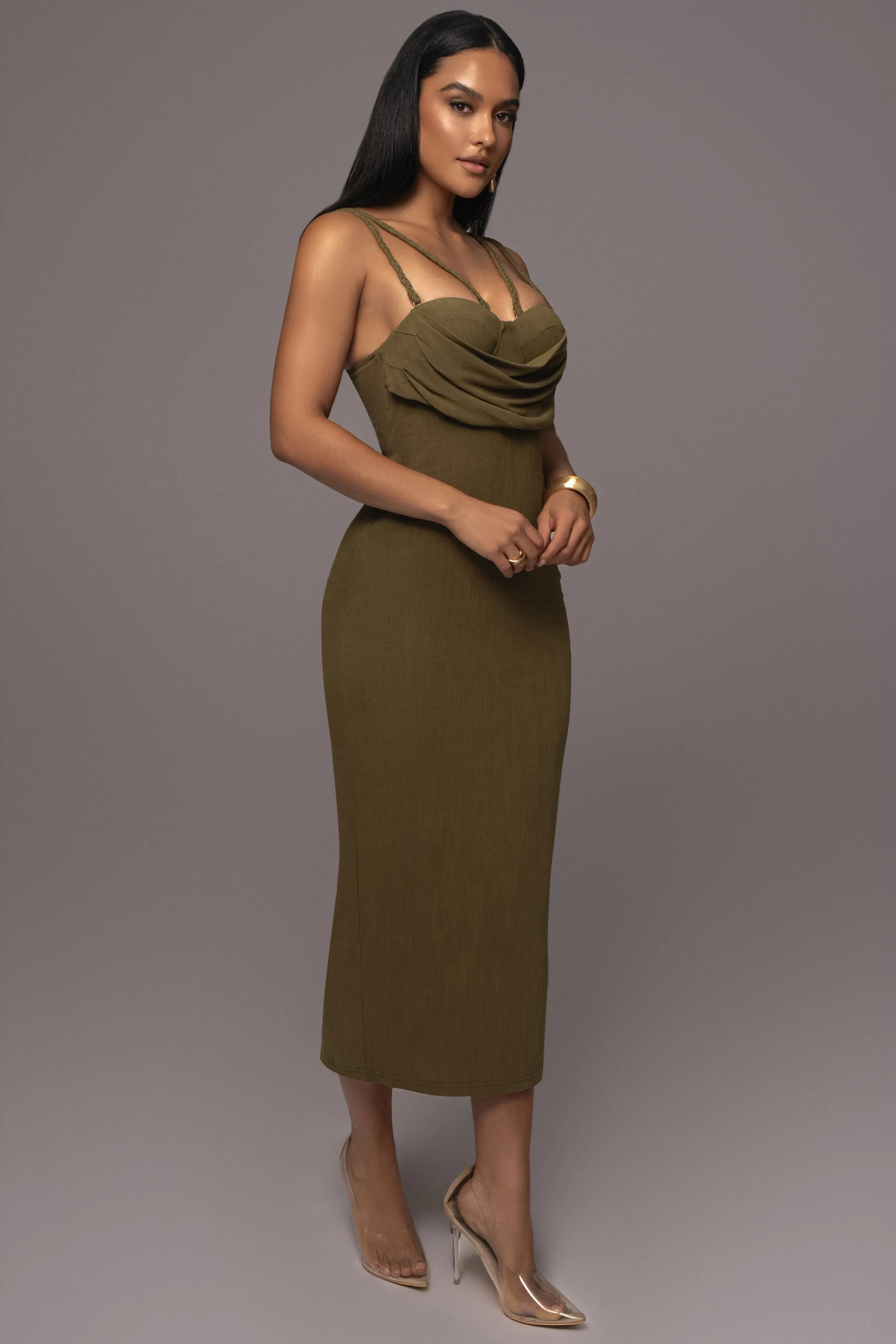 Olive Linen Visions Of You Dress