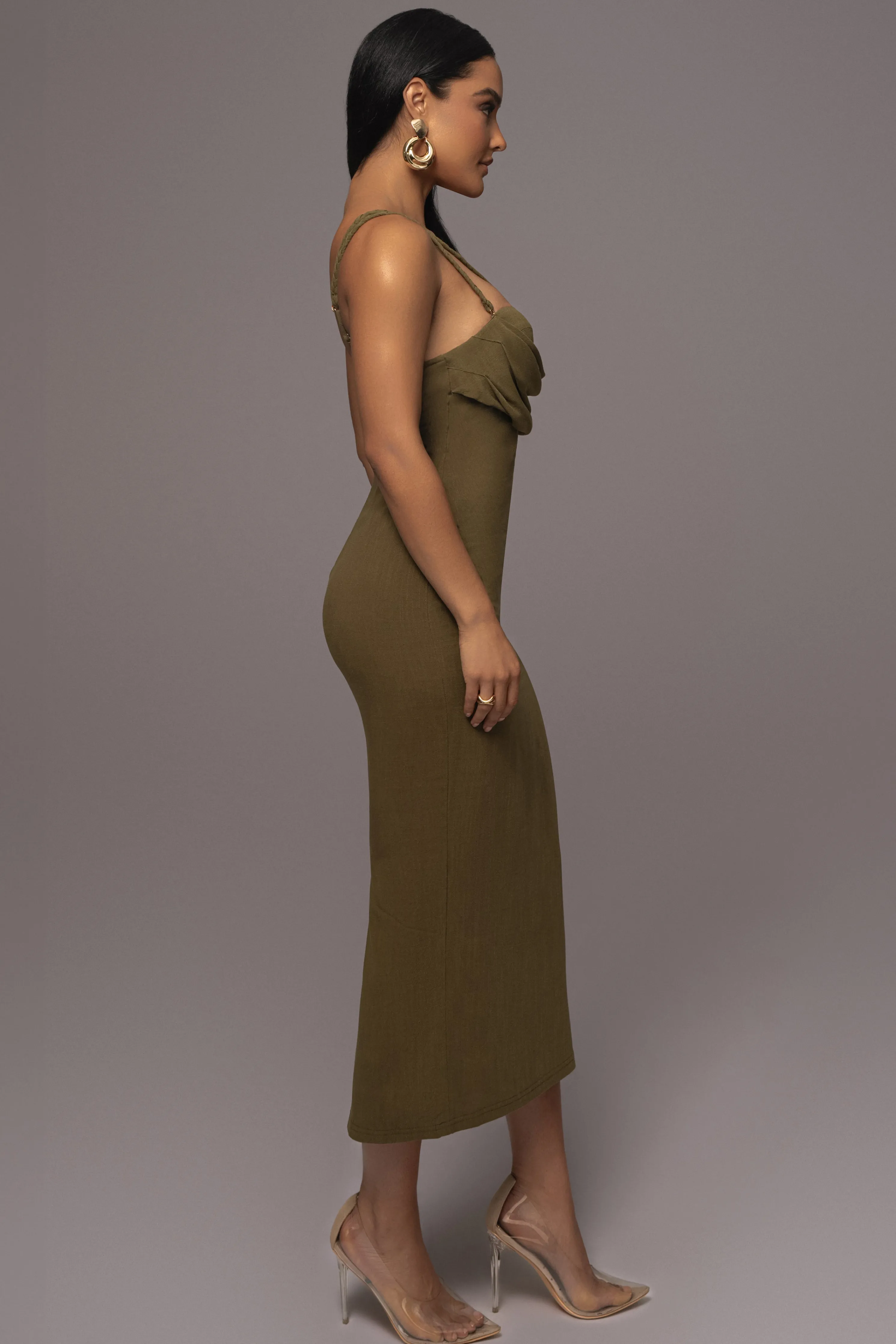 Olive Linen Visions Of You Dress