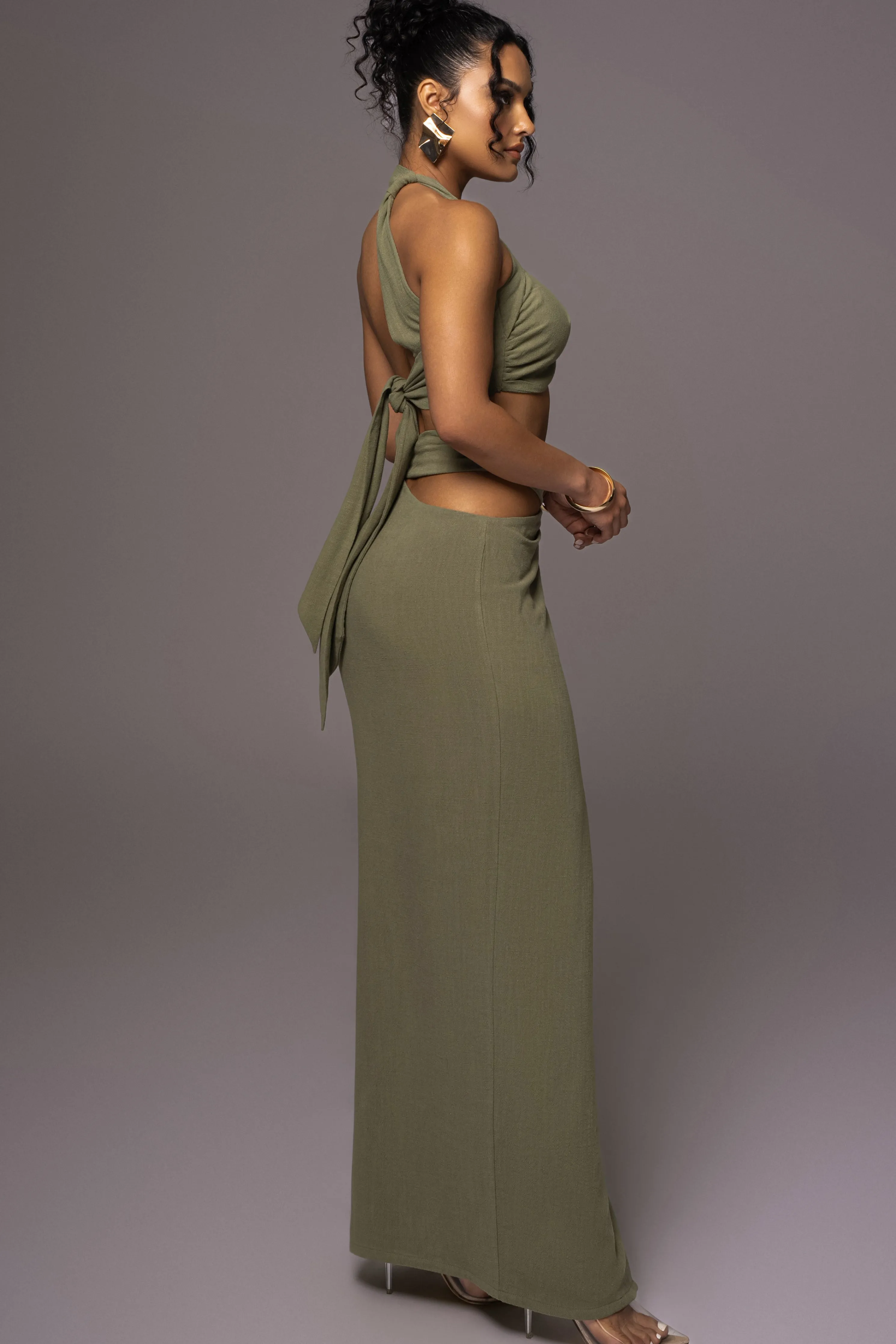 Olive New Age Two Piece Skirt Set