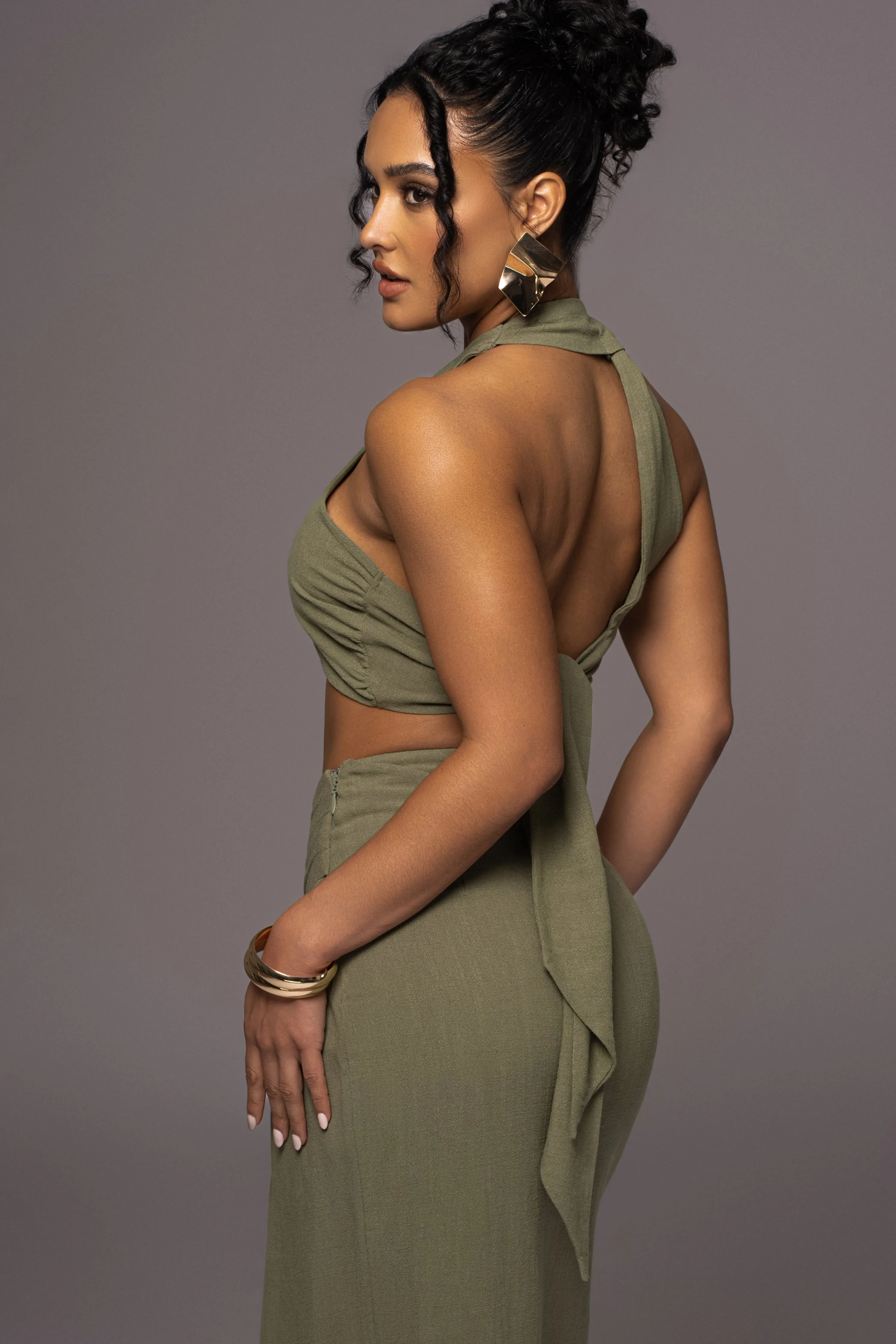 Olive New Age Two Piece Skirt Set