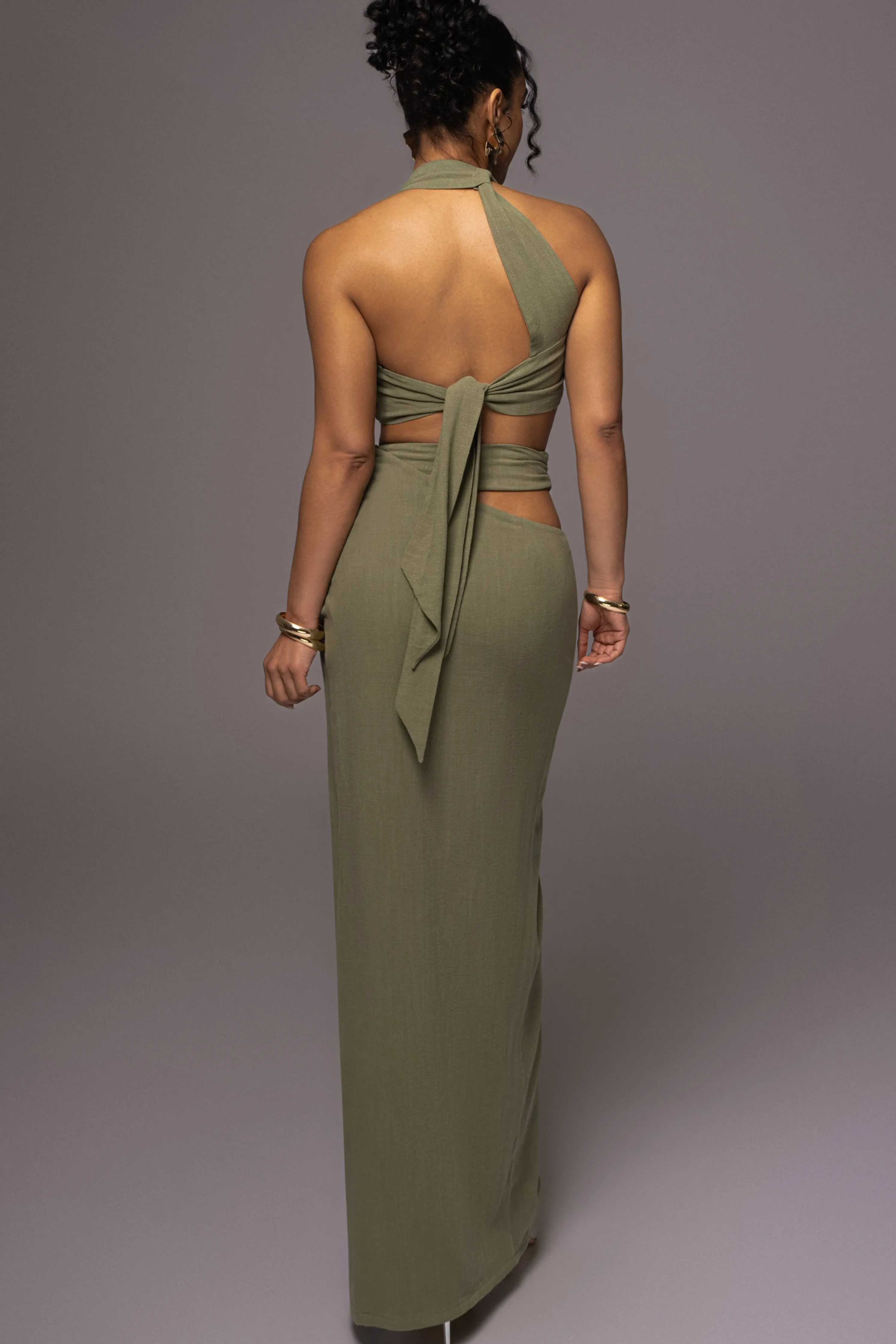 Olive New Age Two Piece Skirt Set
