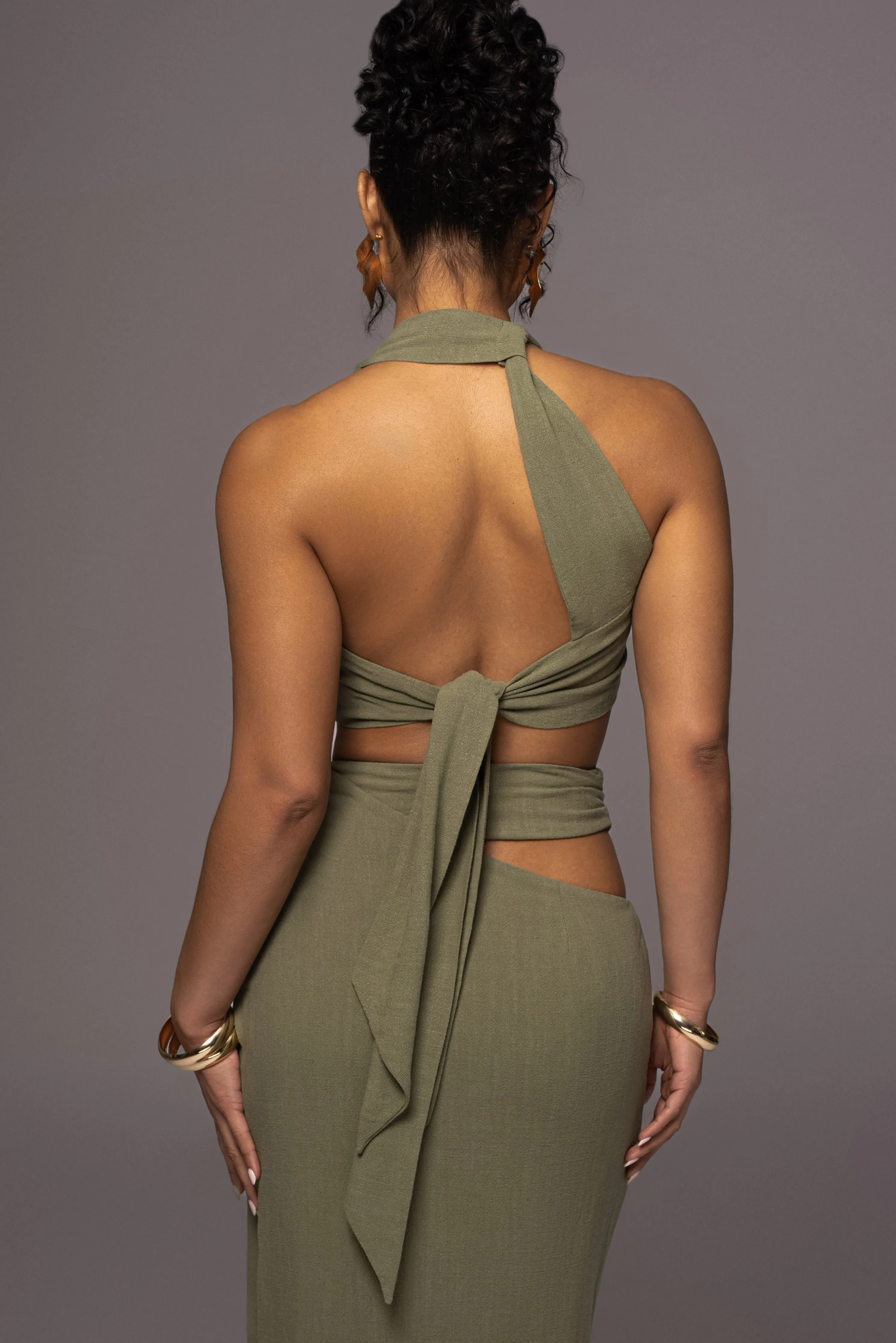 Olive New Age Two Piece Skirt Set