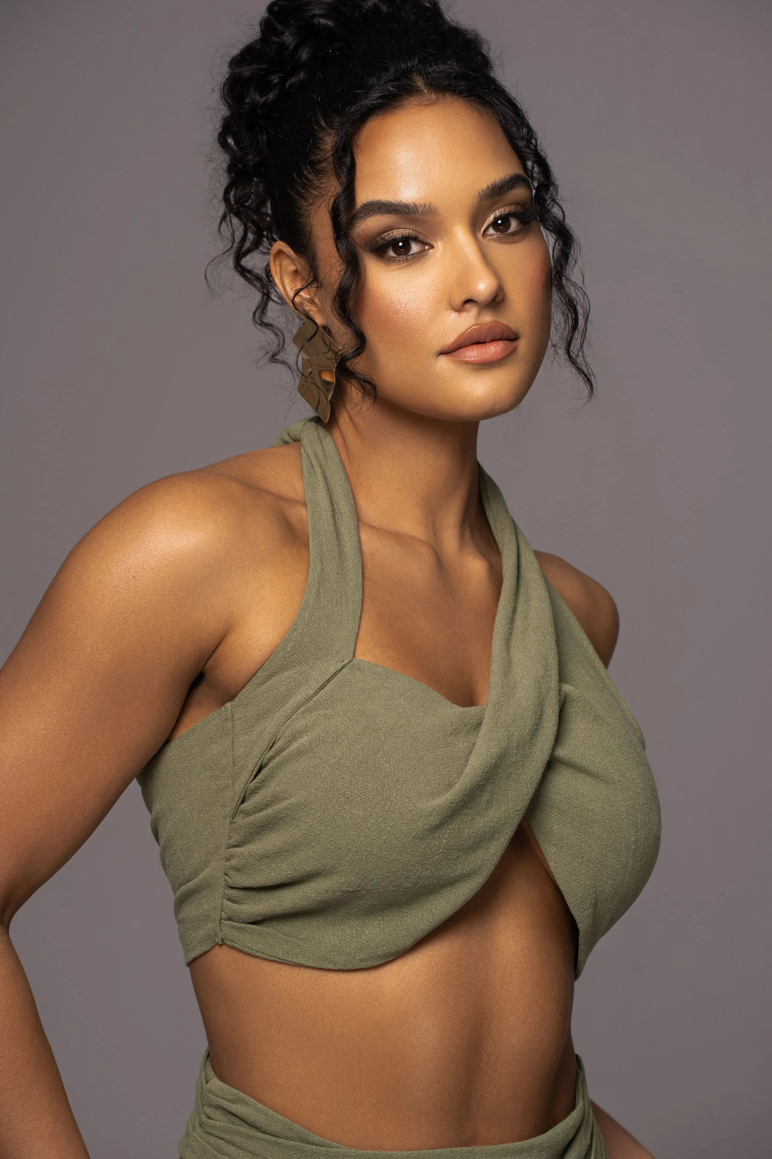 Olive New Age Two Piece Skirt Set