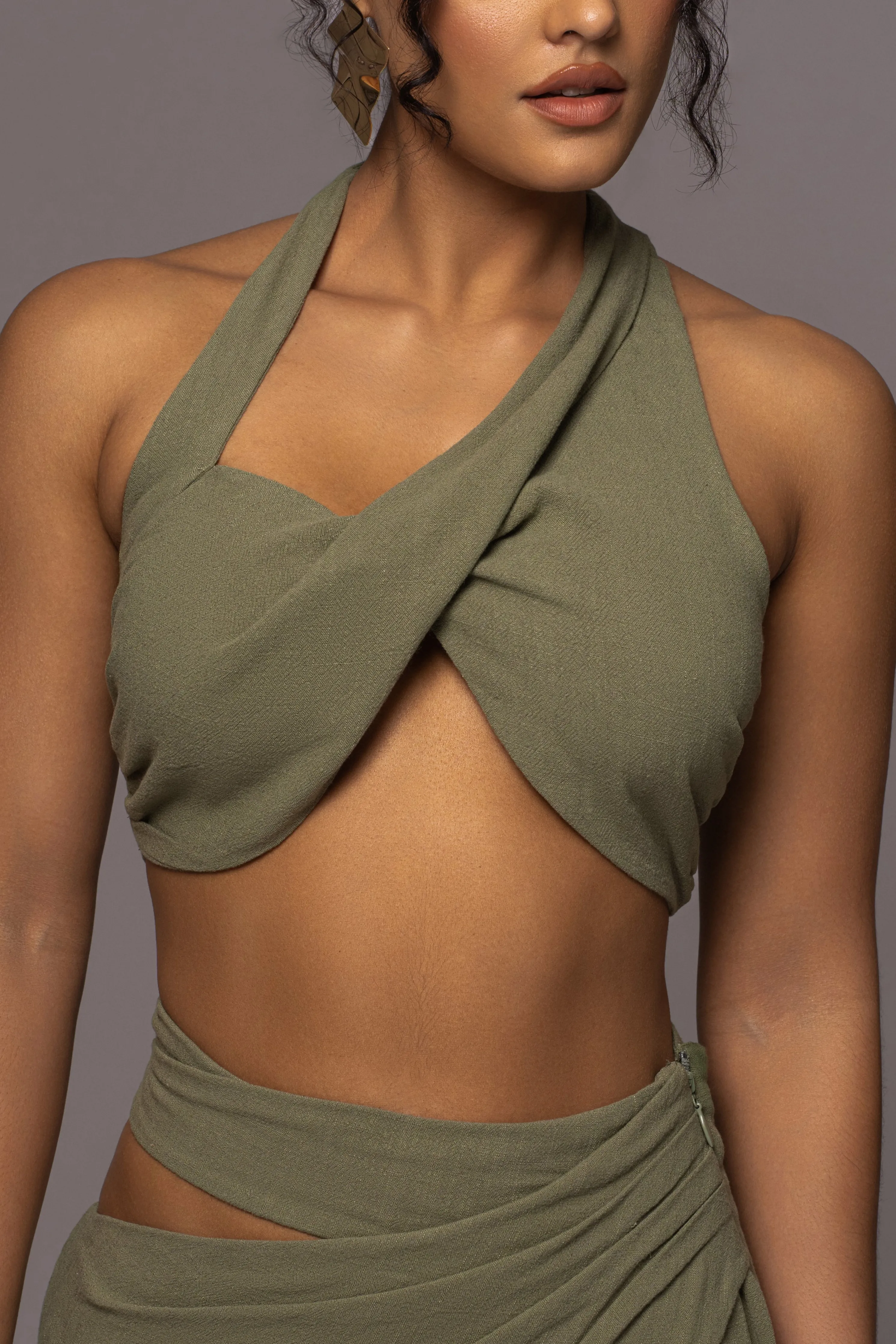 Olive New Age Two Piece Skirt Set