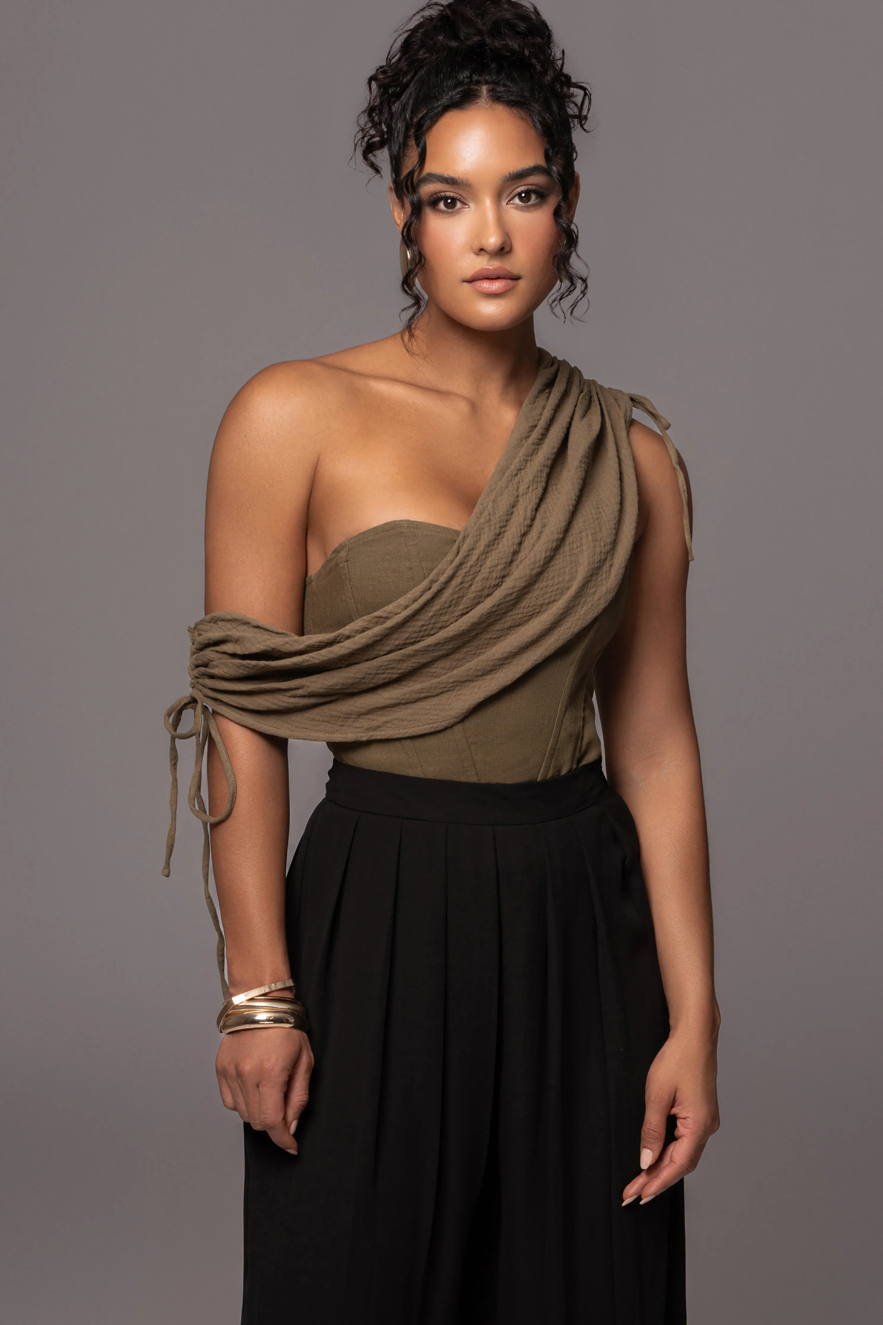 Olive New Obsession Draped Top