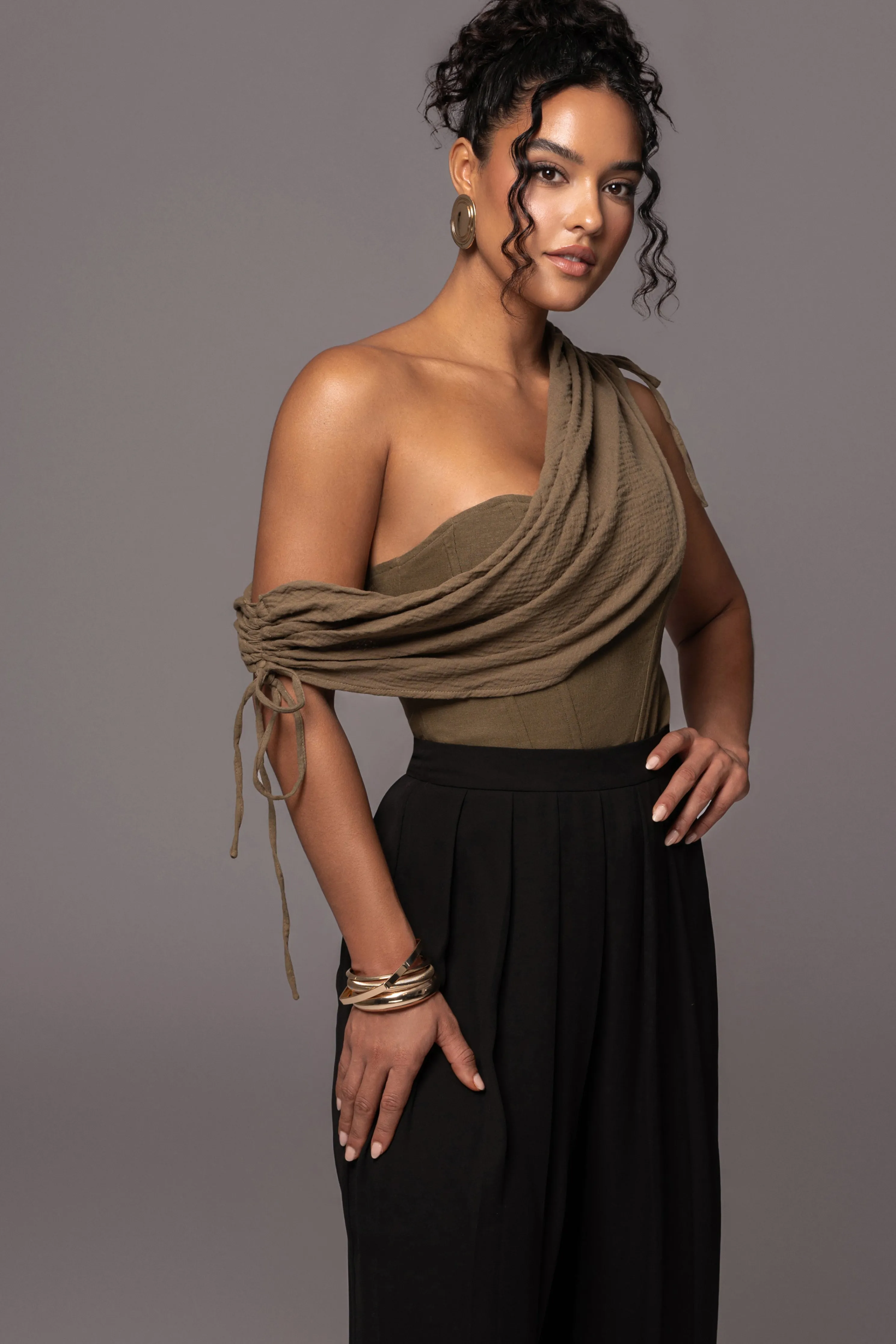 Olive New Obsession Draped Top