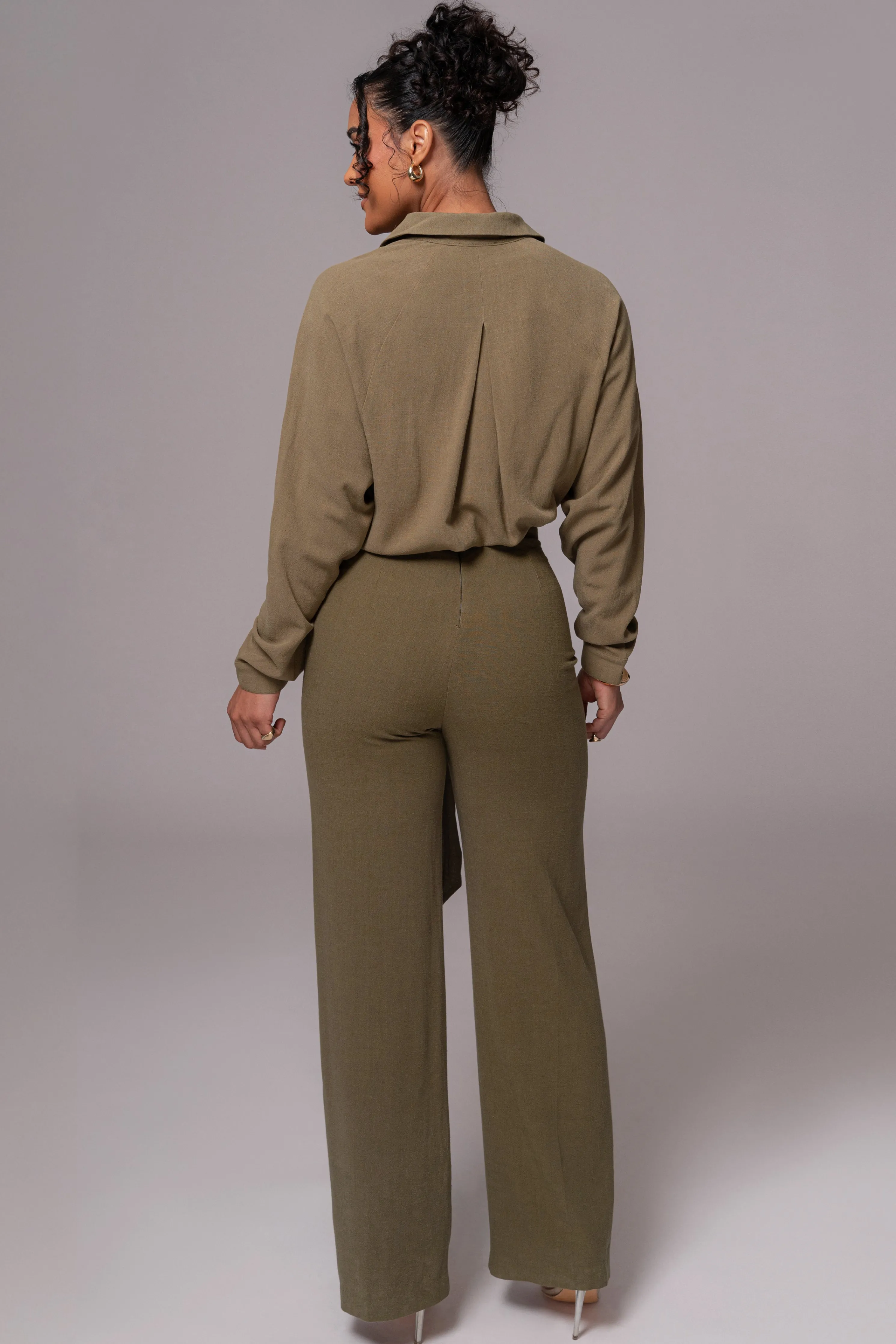 Olive Soho Front Tied Woven Top