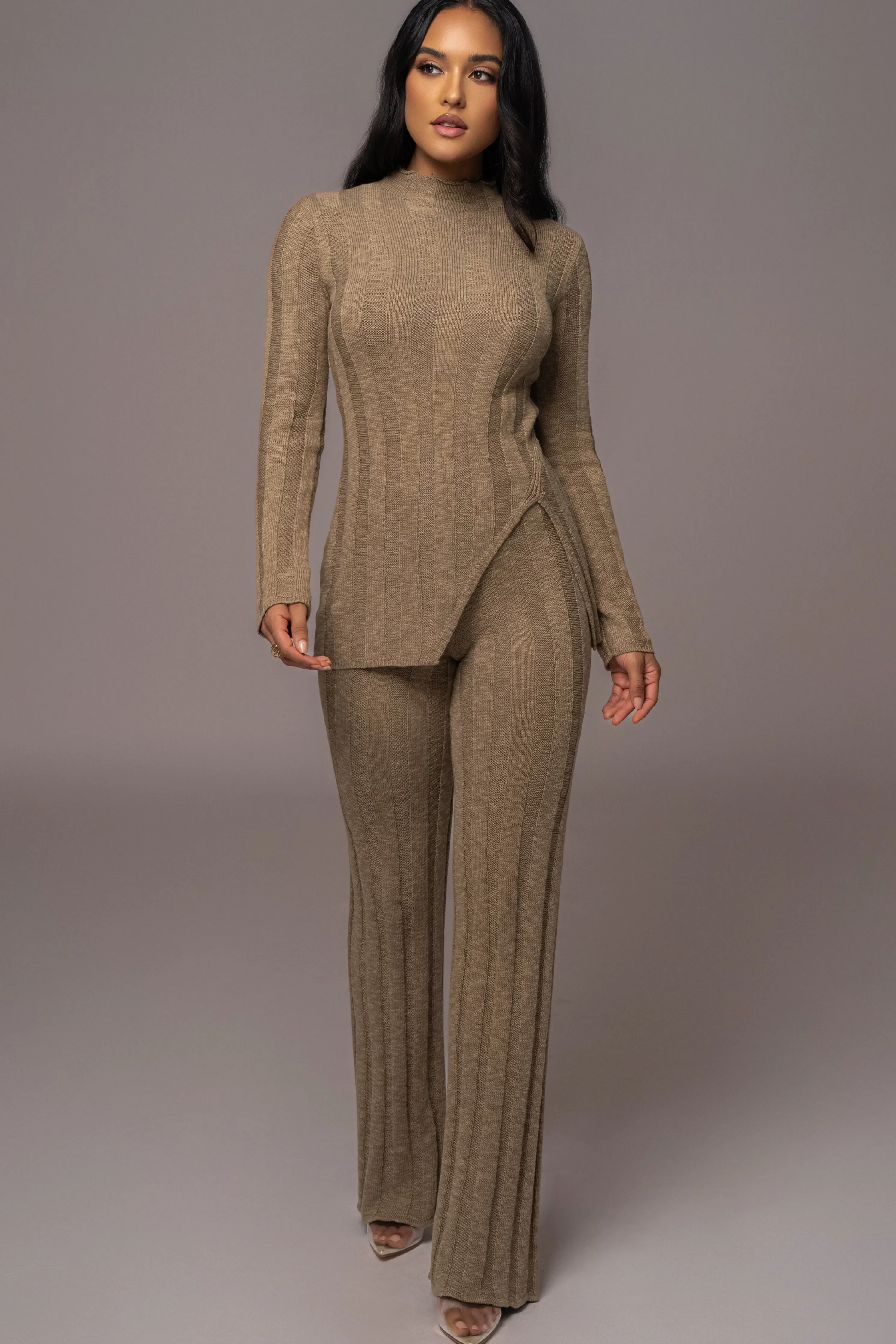 Olive Take A Chance Ribbed Pant Set