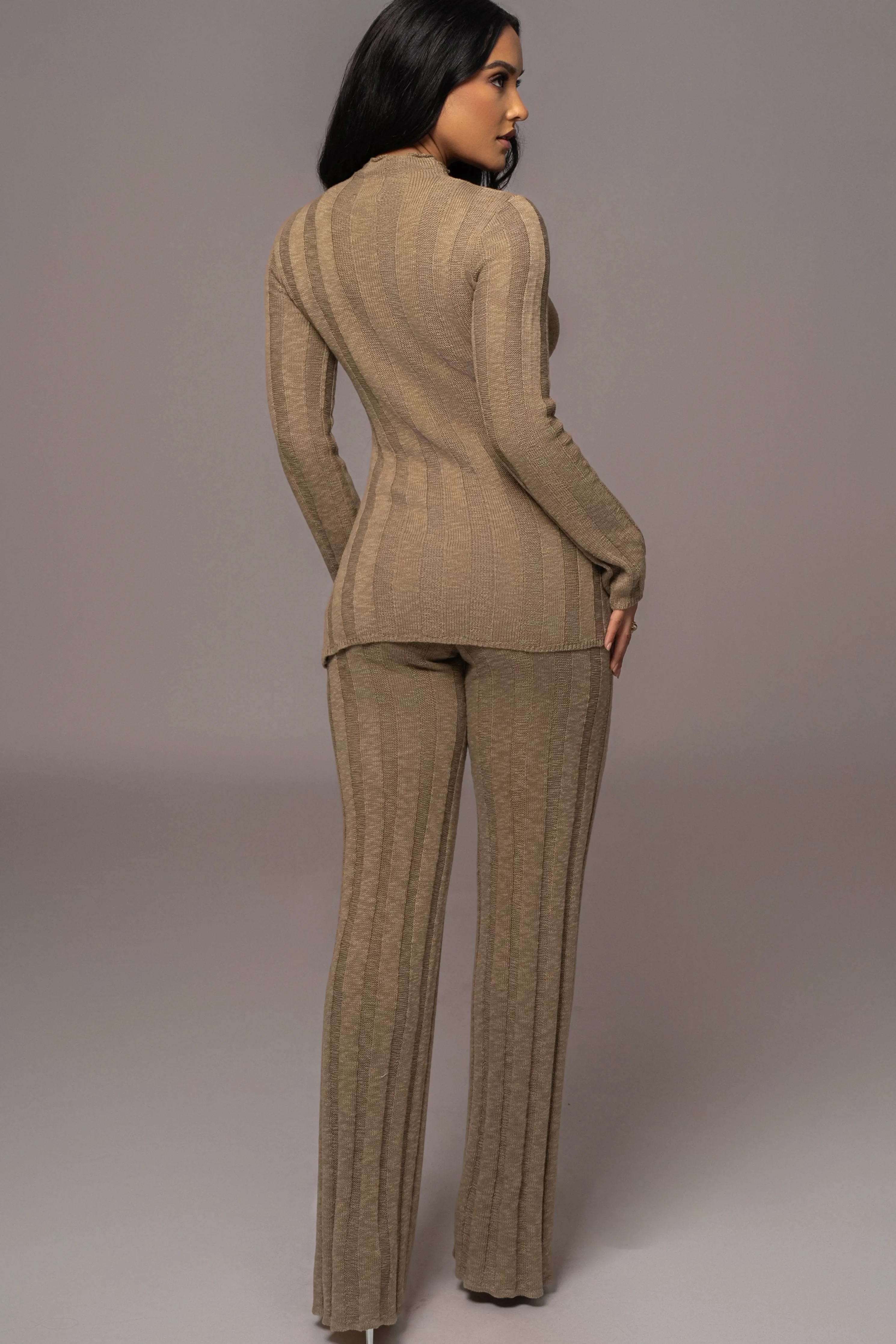 Olive Take A Chance Ribbed Pant Set