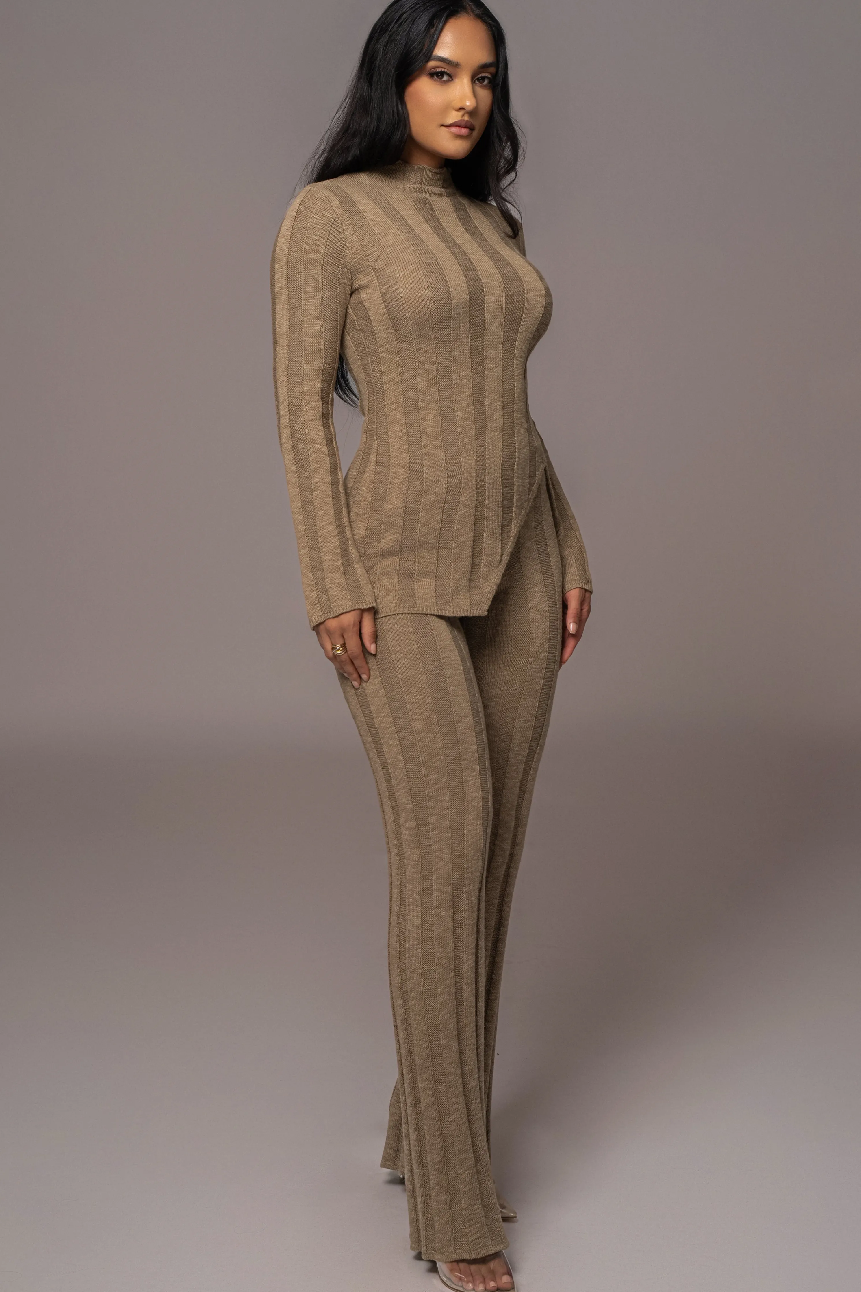 Olive Take A Chance Ribbed Pant Set