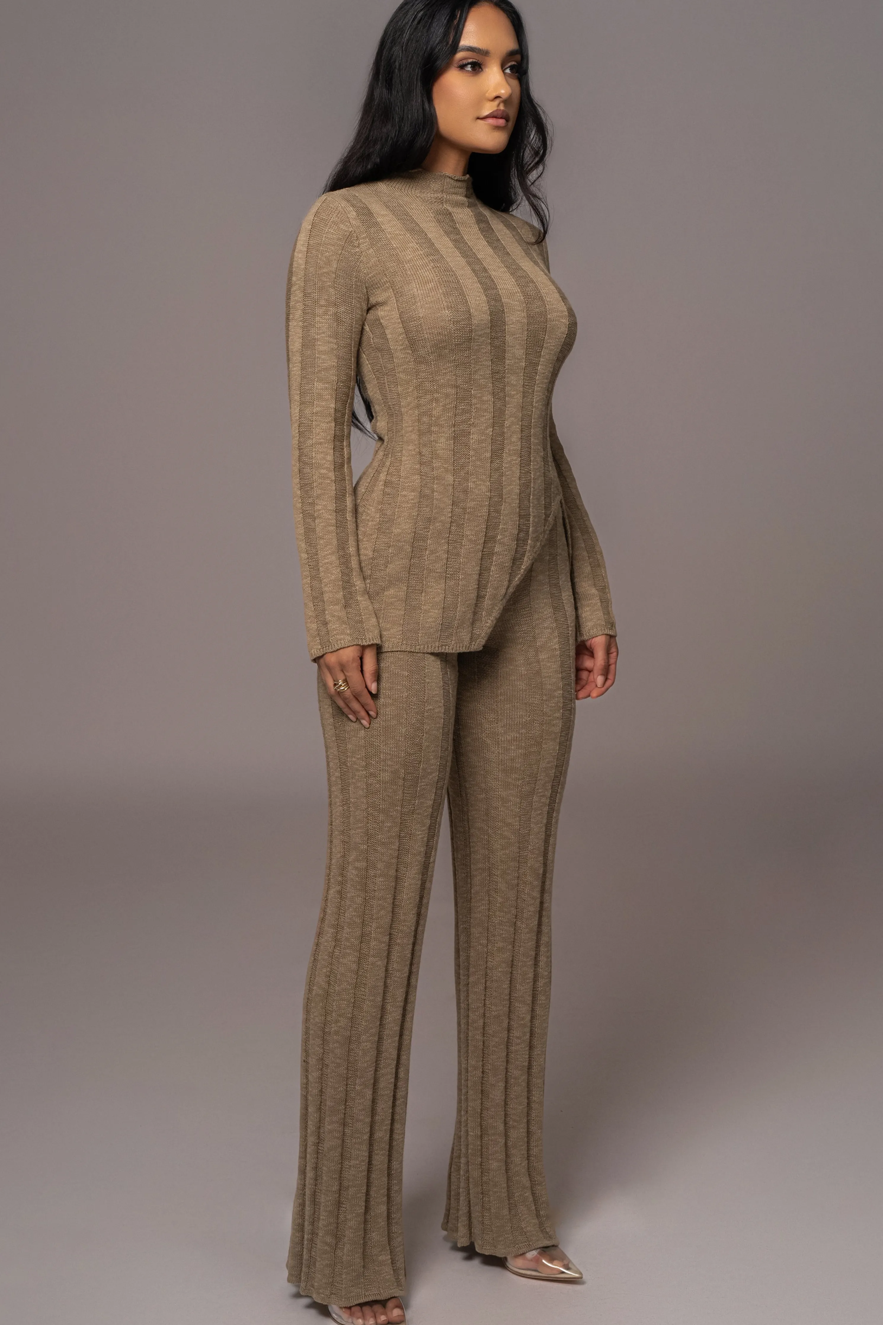 Olive Take A Chance Ribbed Pant Set