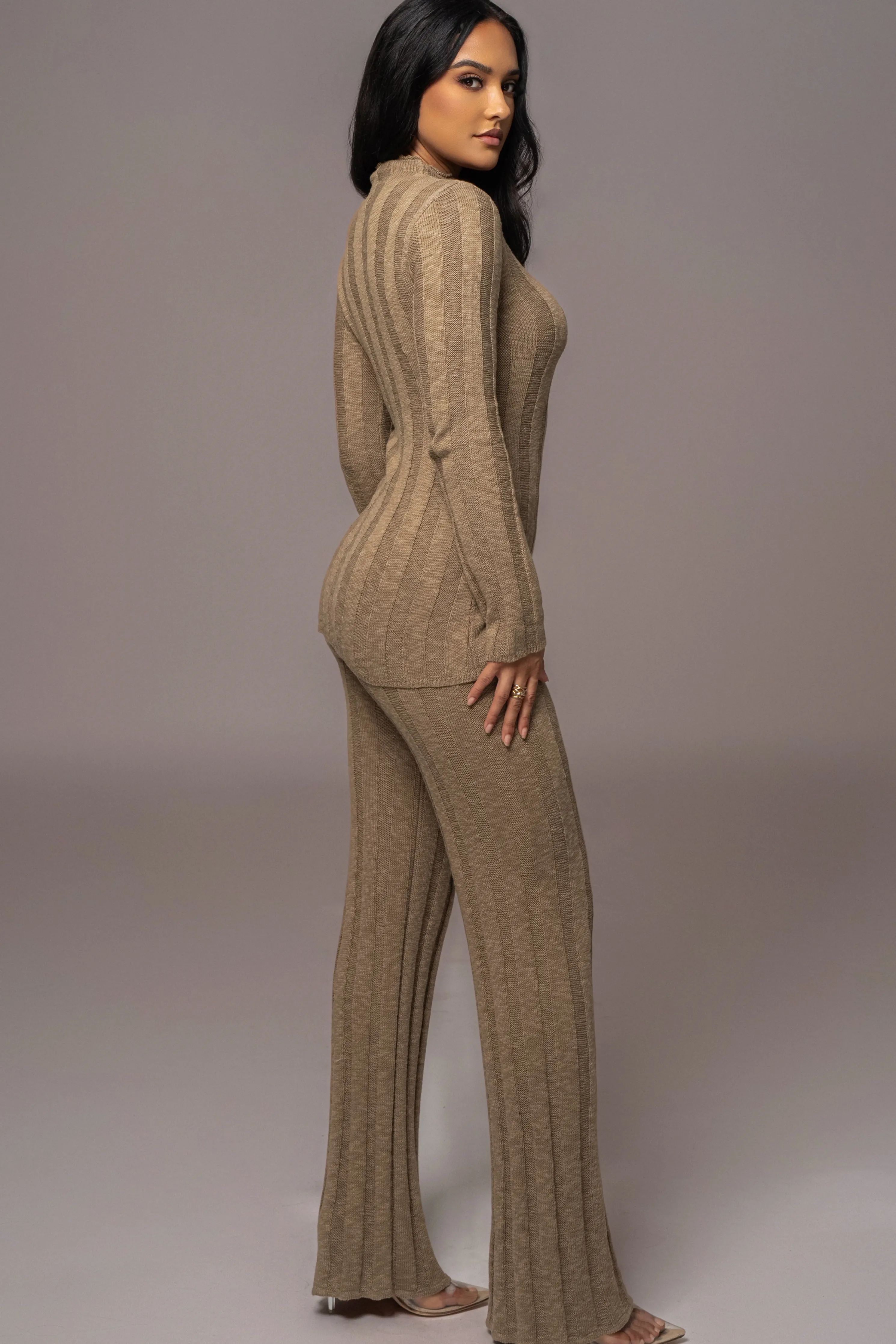Olive Take A Chance Ribbed Pant Set