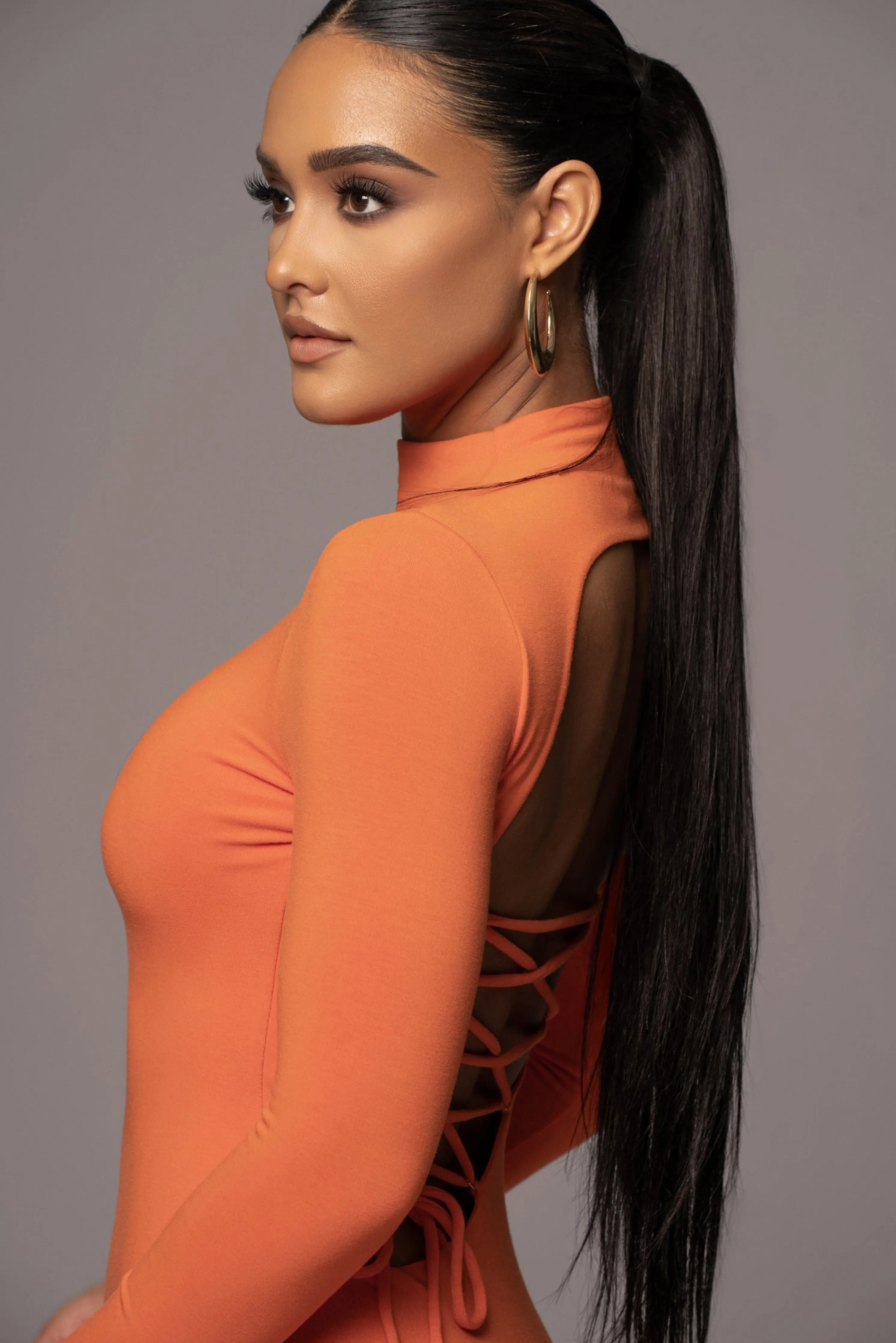 Orange Shaye Mock Neck Dress