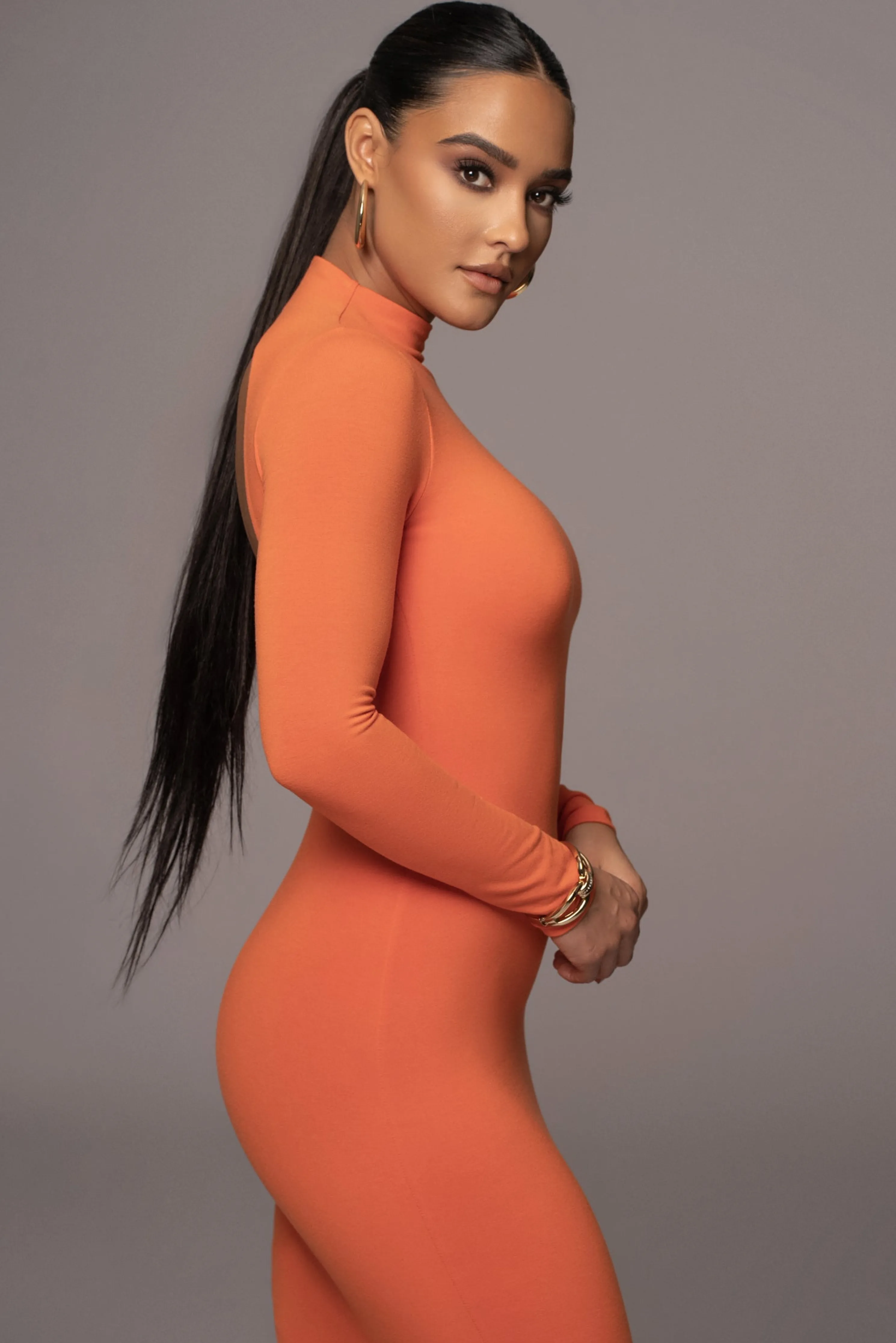 Orange Shaye Mock Neck Dress