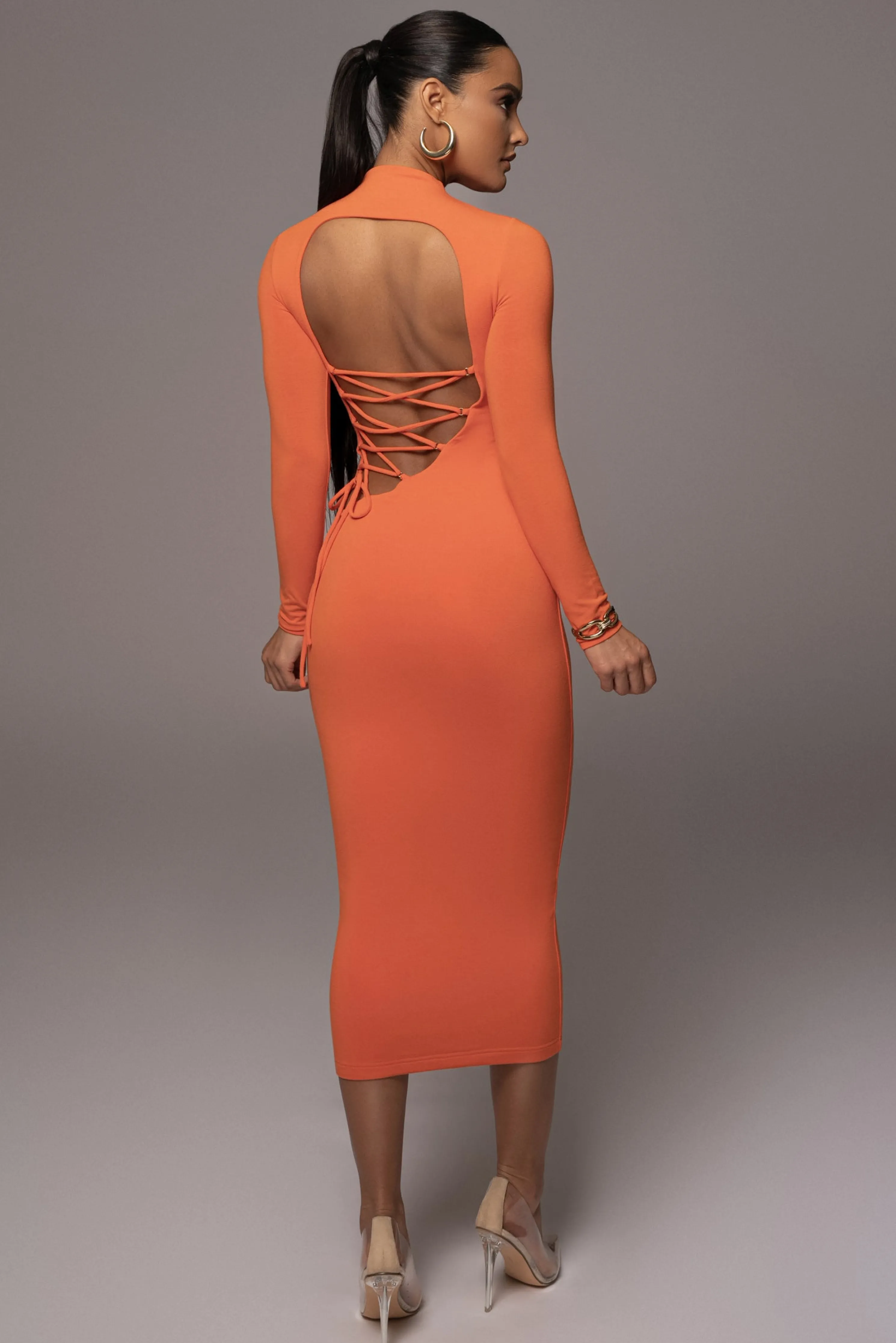 Orange Shaye Mock Neck Dress