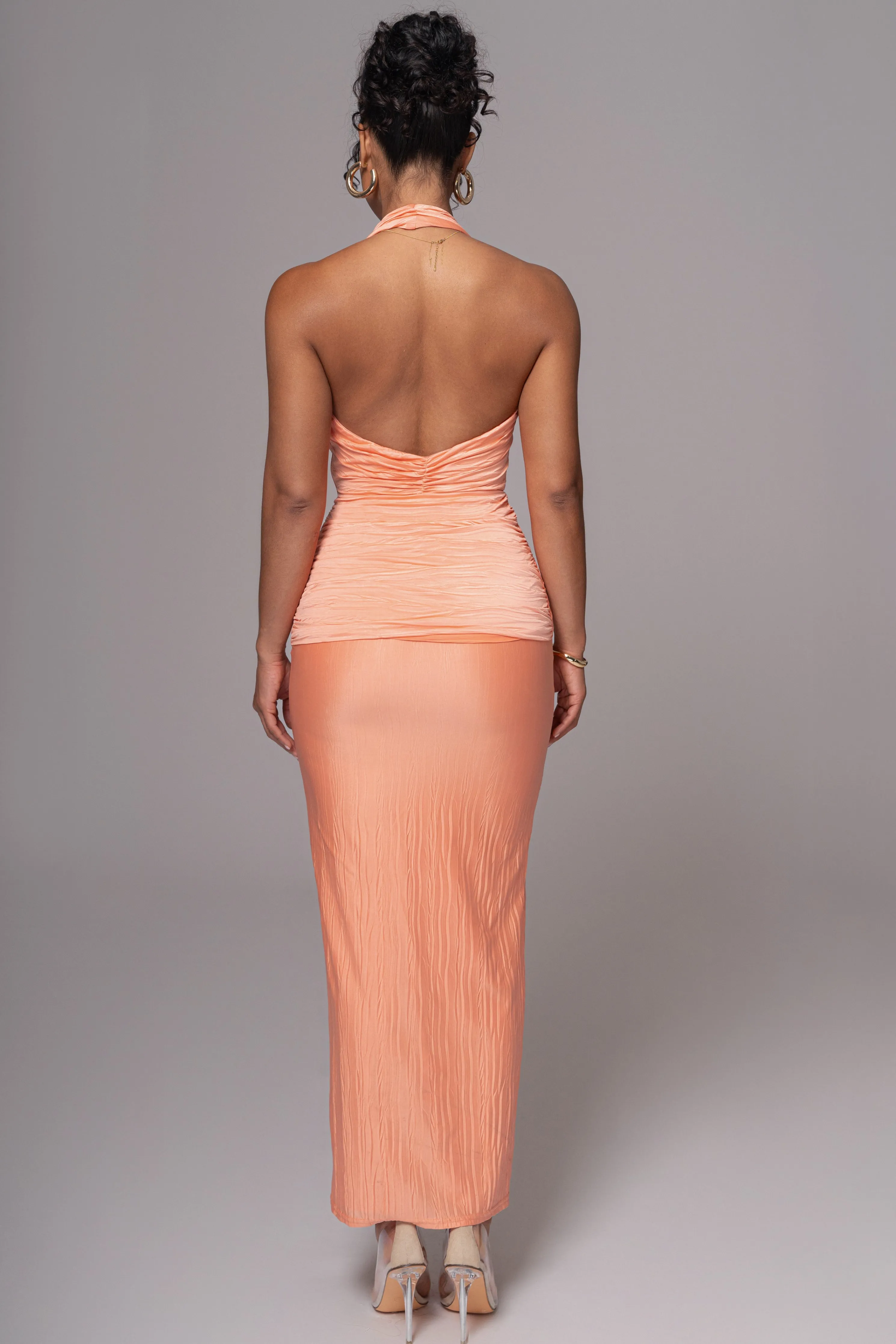 Peach Under The Moonlight Drape Dress