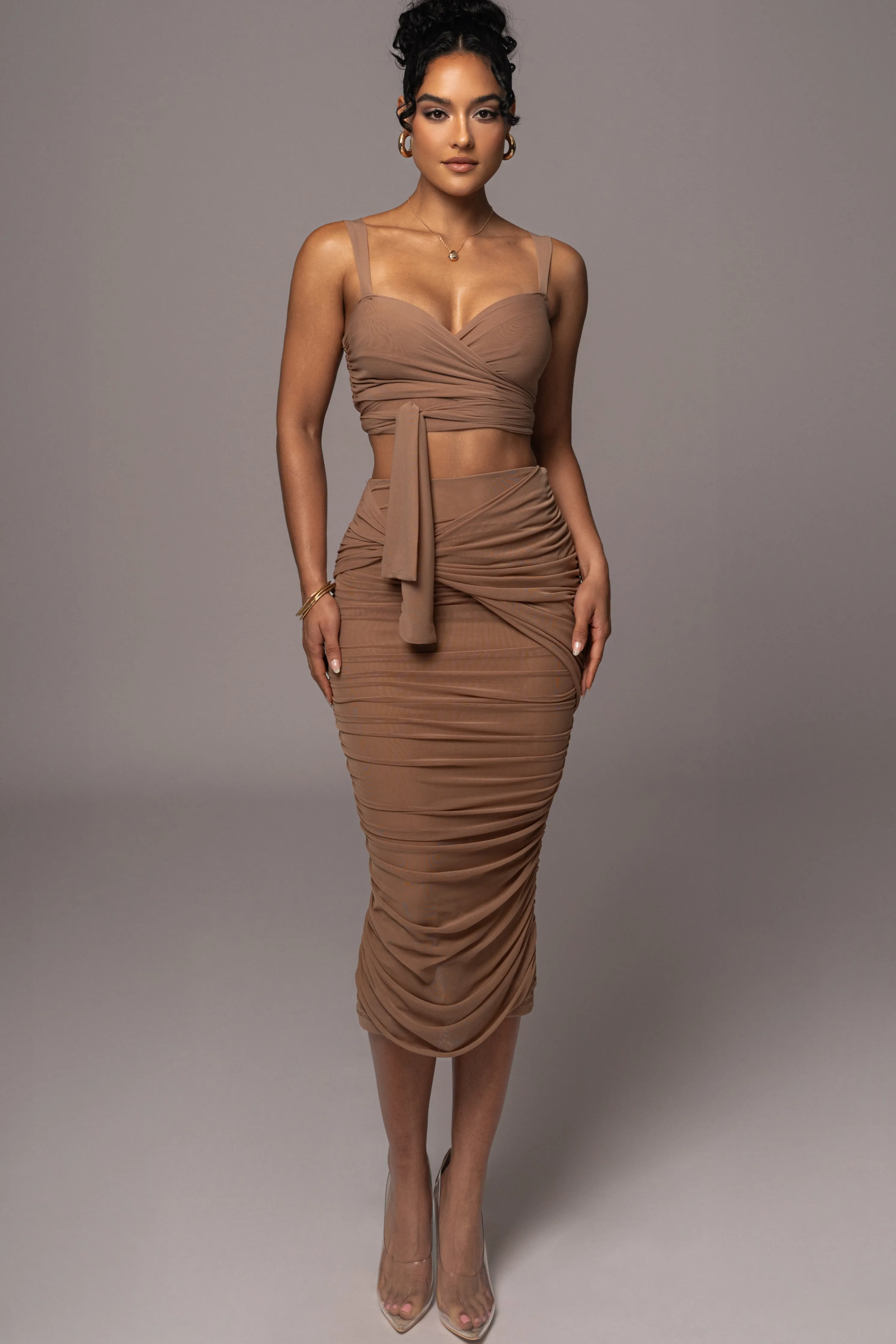 Pecan Extend Your Stay Skirt Set