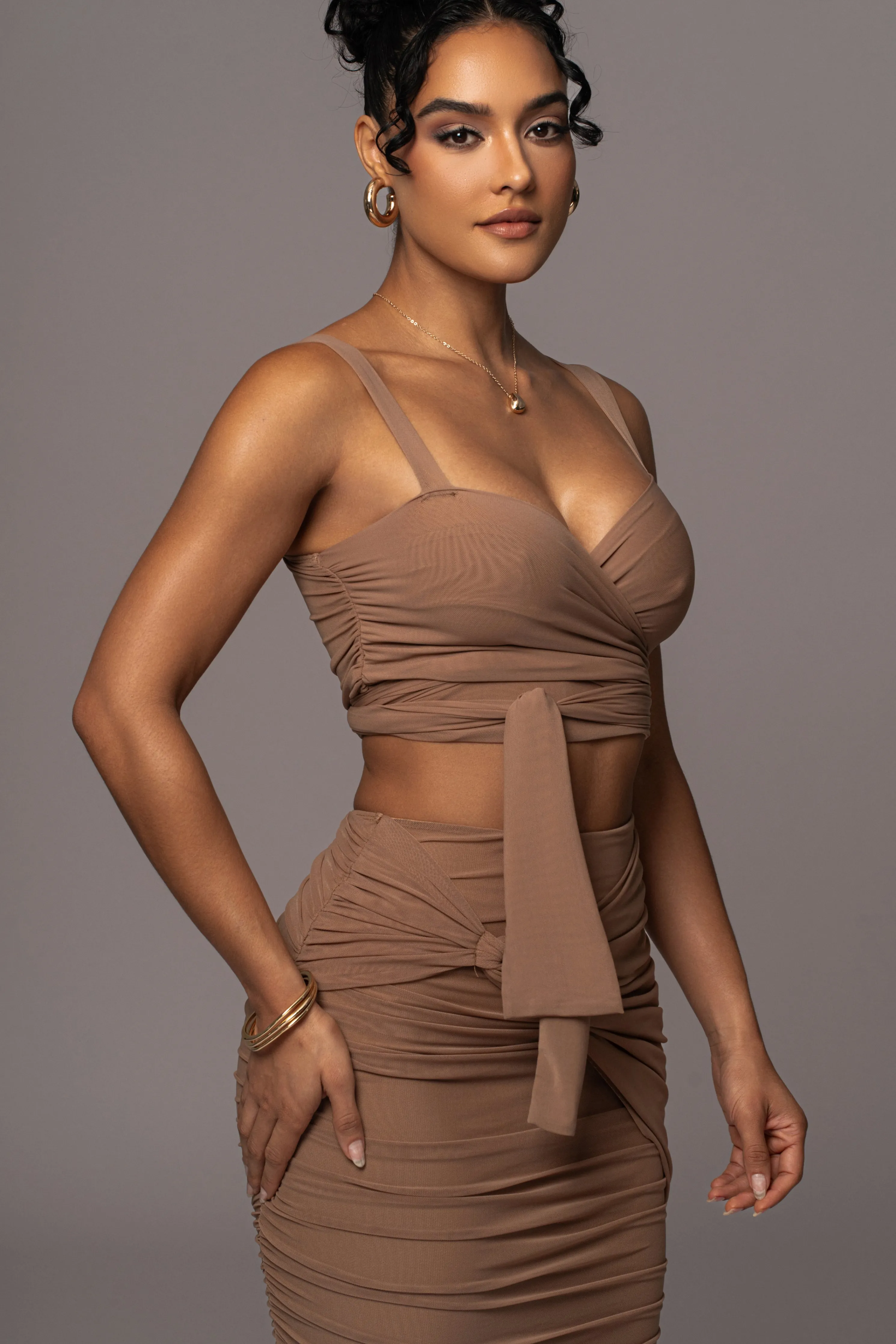 Pecan Extend Your Stay Skirt Set