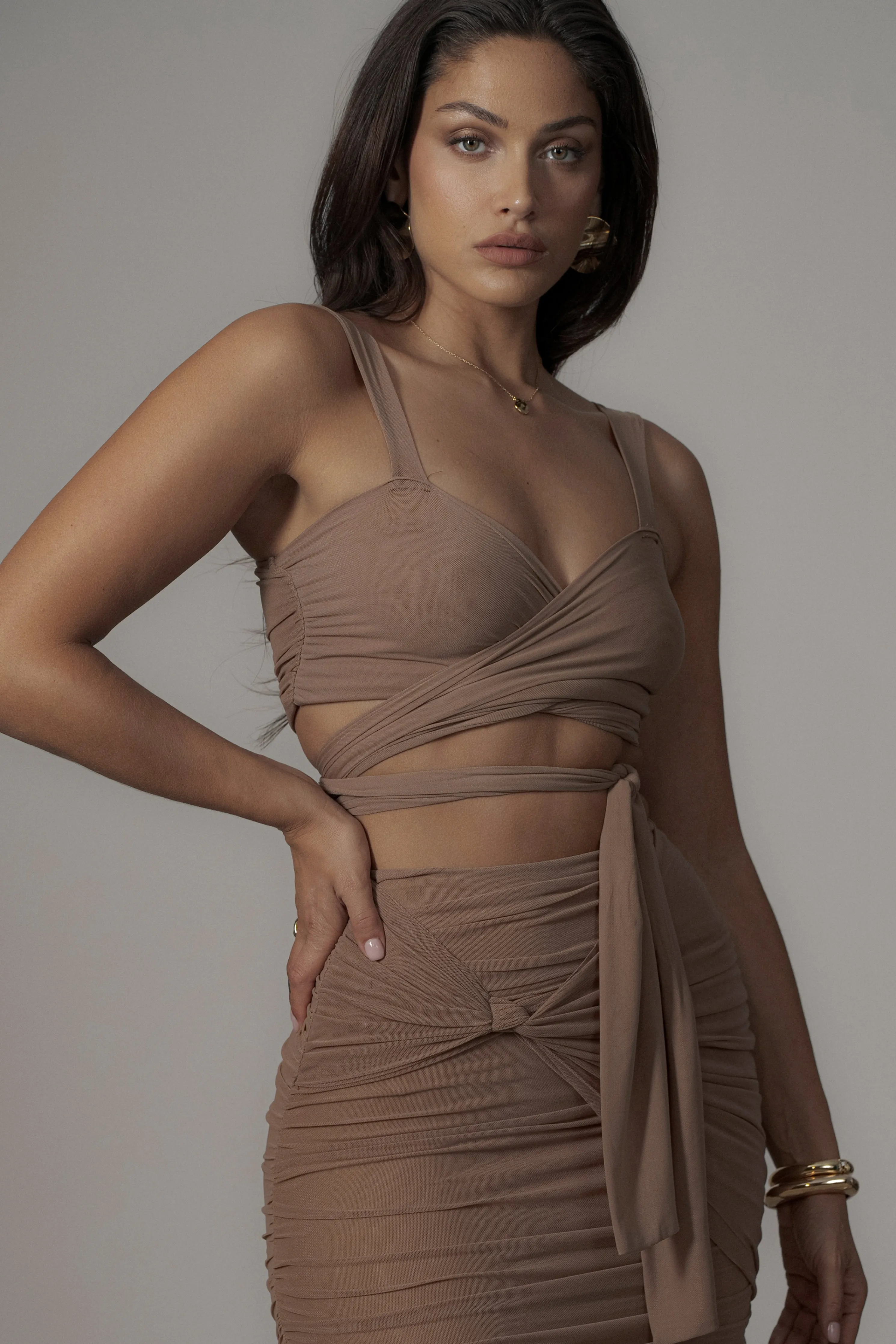 Pecan Extend Your Stay Skirt Set