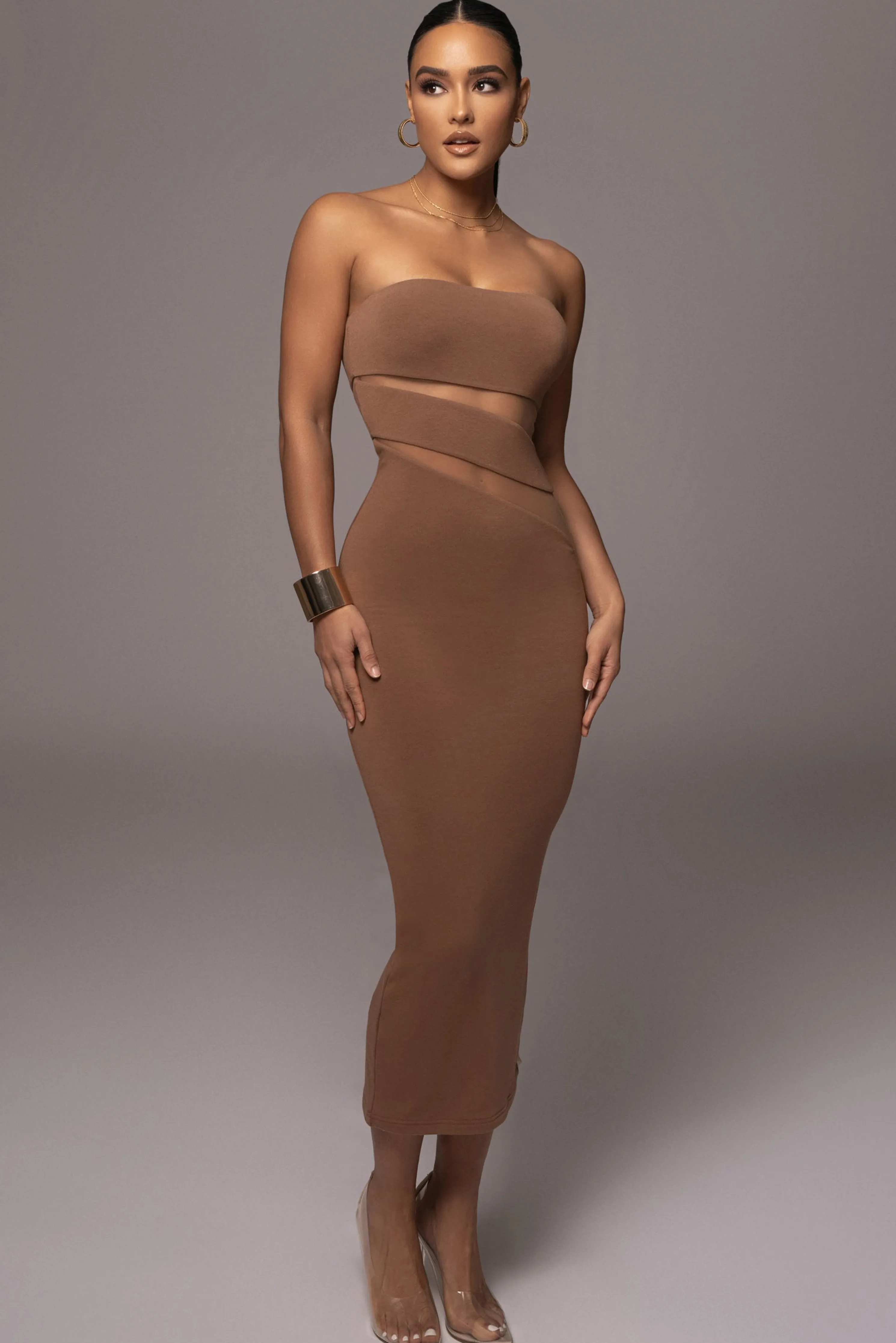 Pecan Unpredictable Midi Dress