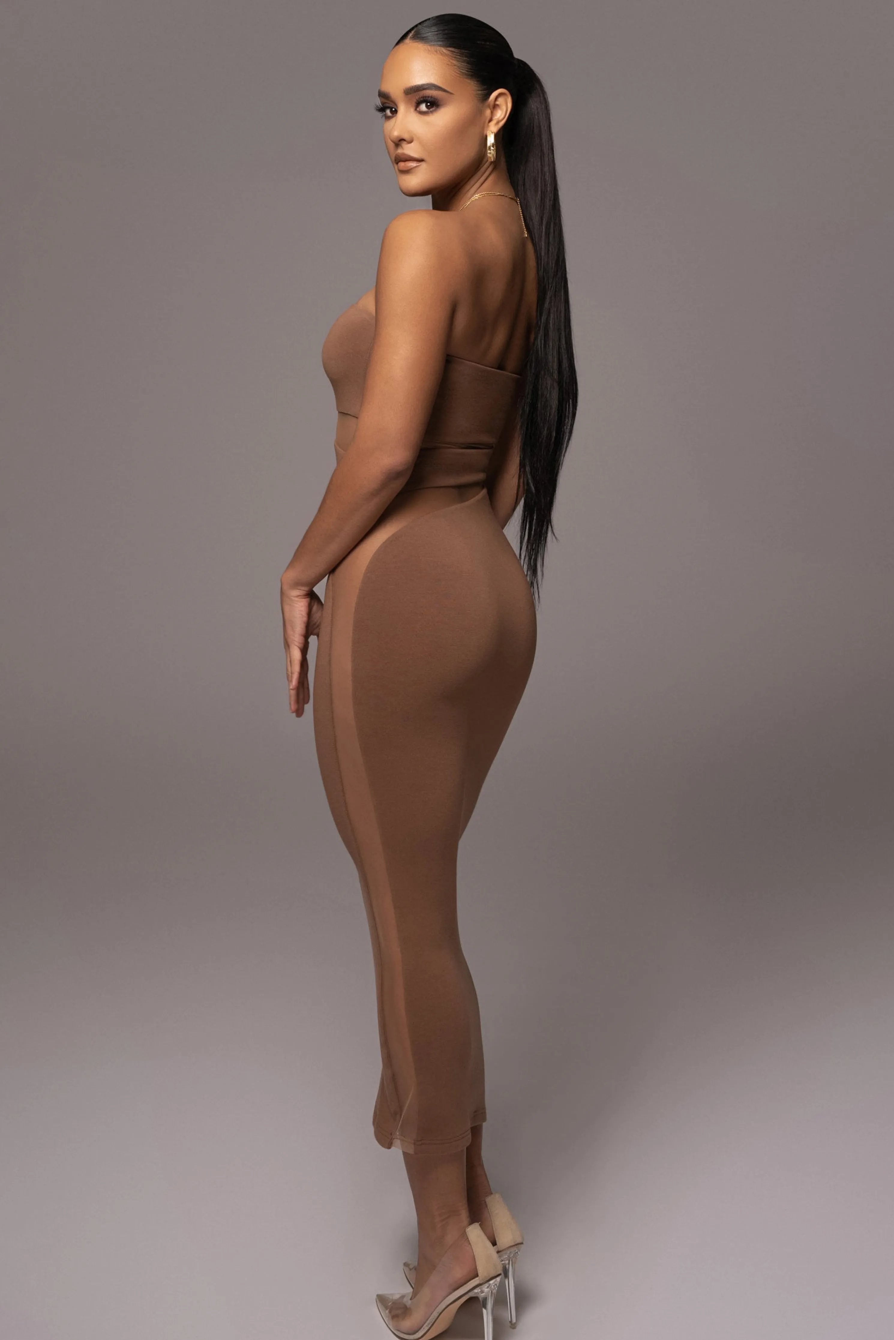 Pecan Unpredictable Midi Dress