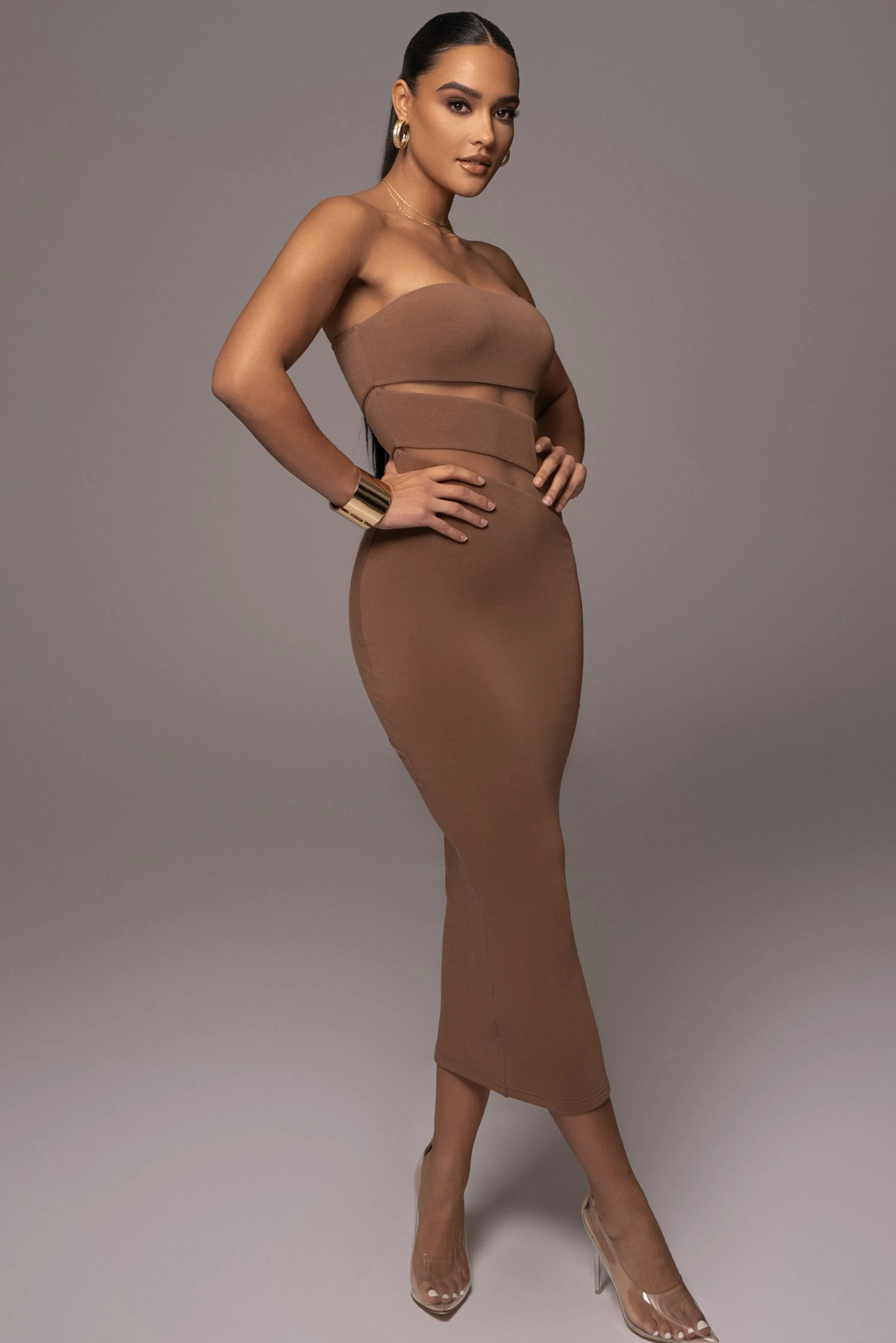 Pecan Unpredictable Midi Dress