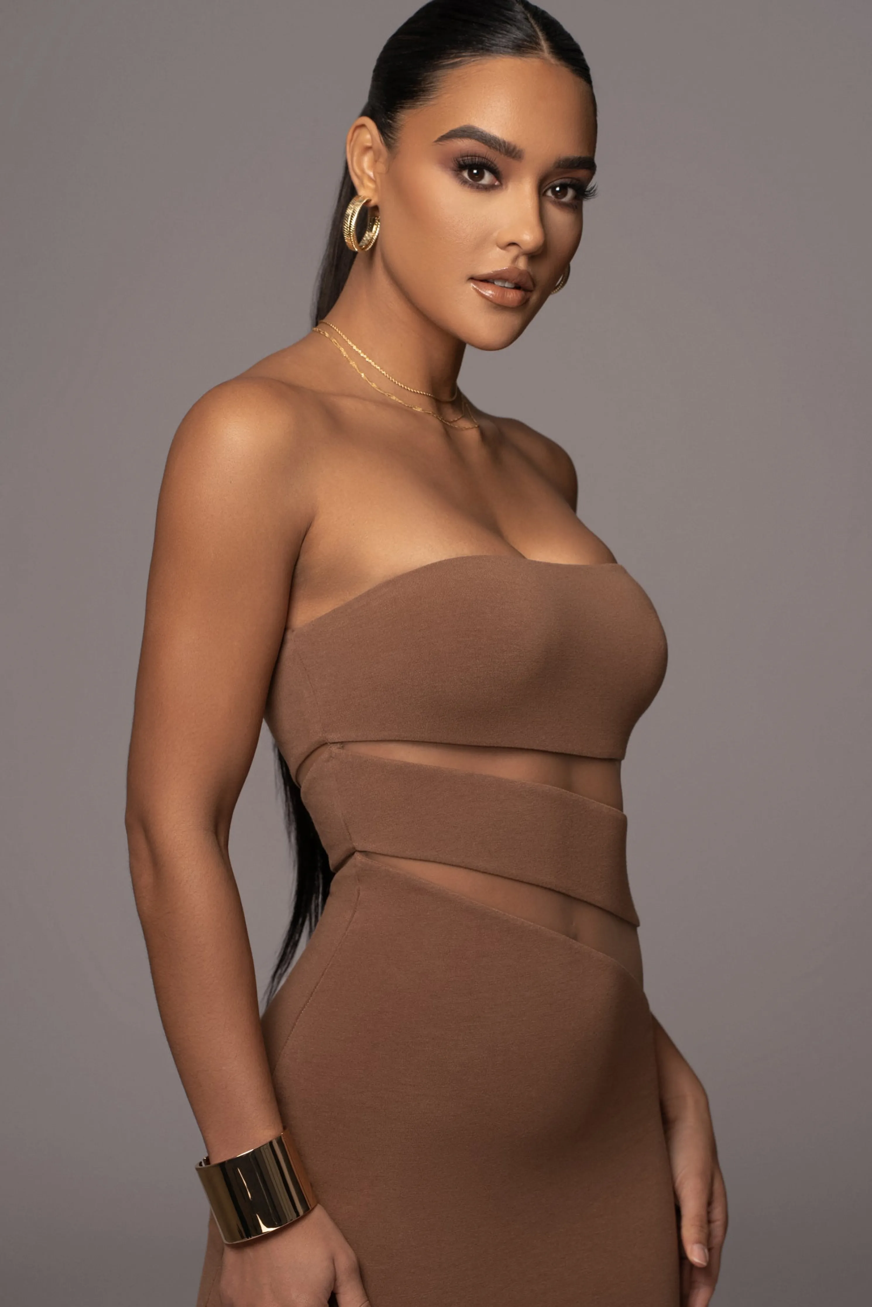 Pecan Unpredictable Midi Dress