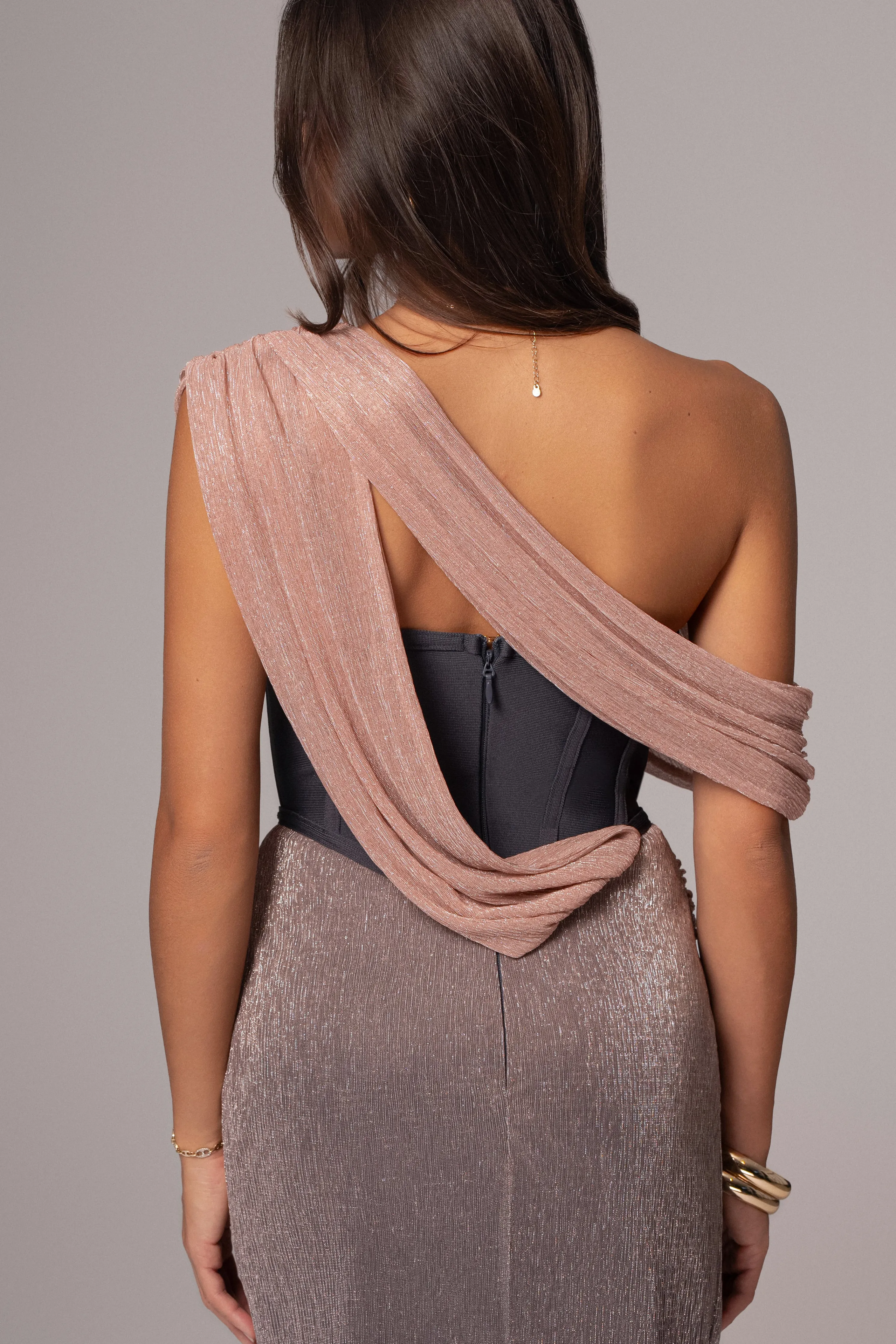 Pink Dusk Celestina Draped Maxi Dress