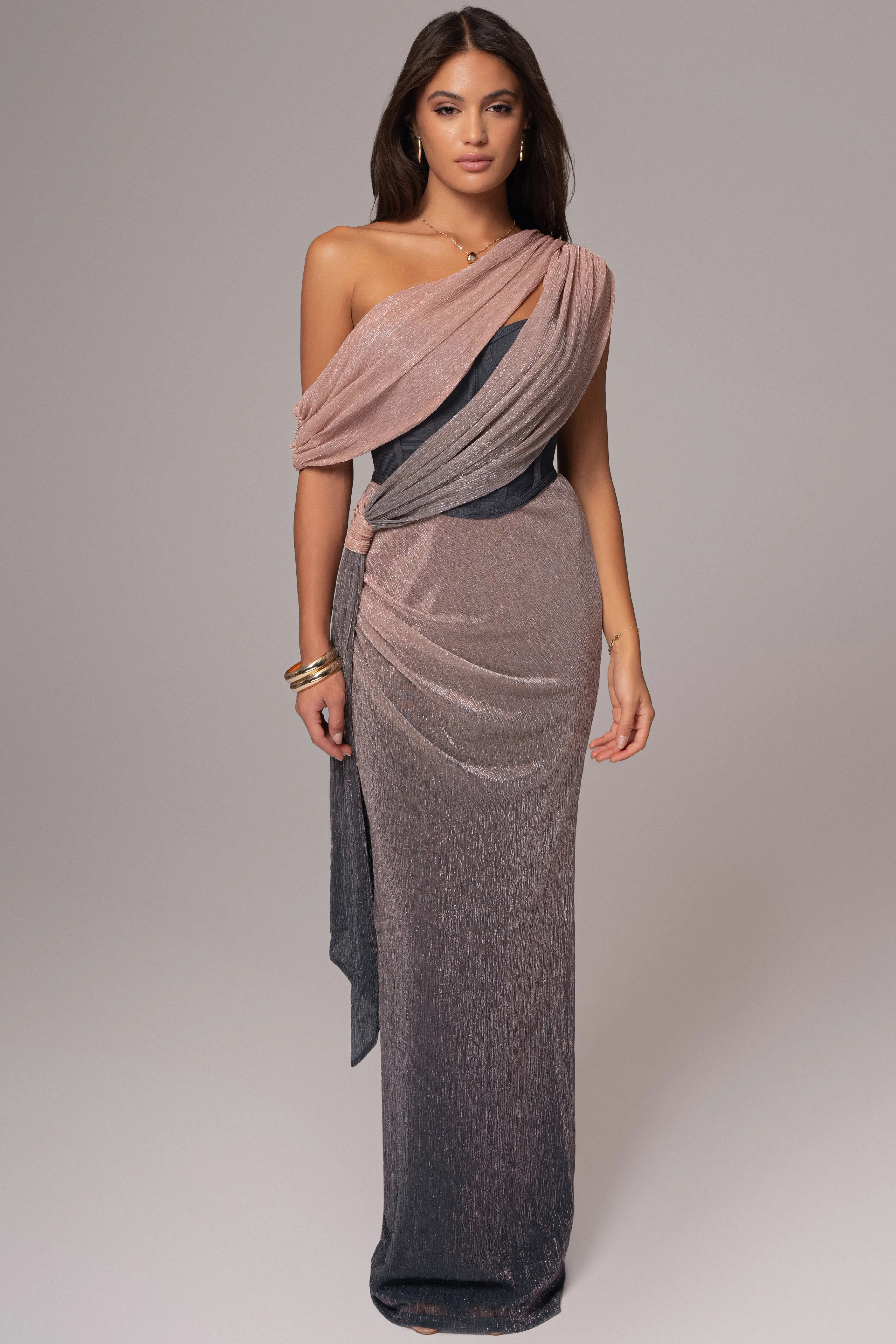 Pink Dusk Celestina Draped Maxi Dress