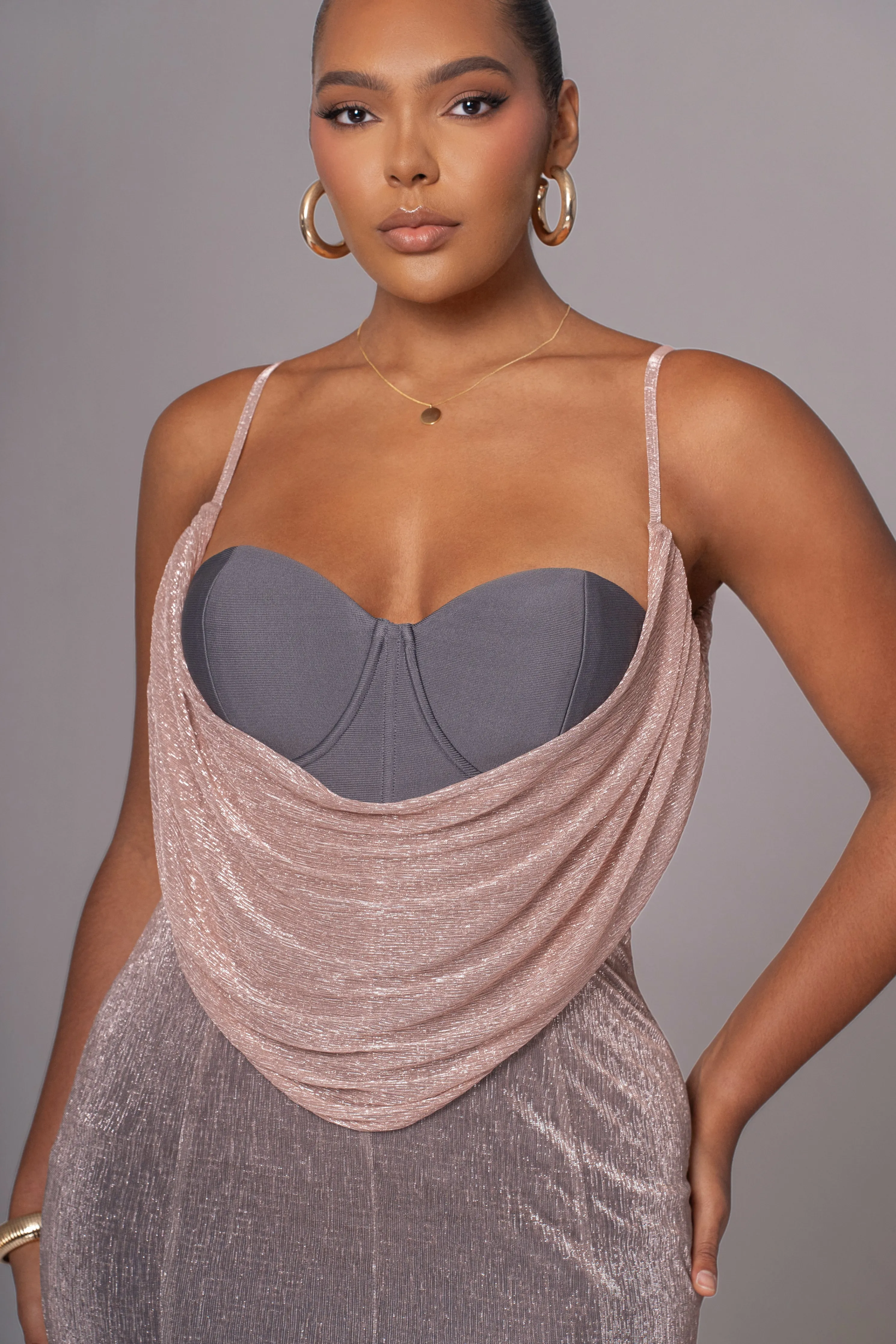 Pink Dusk Shimmery Nights Maxi Dress