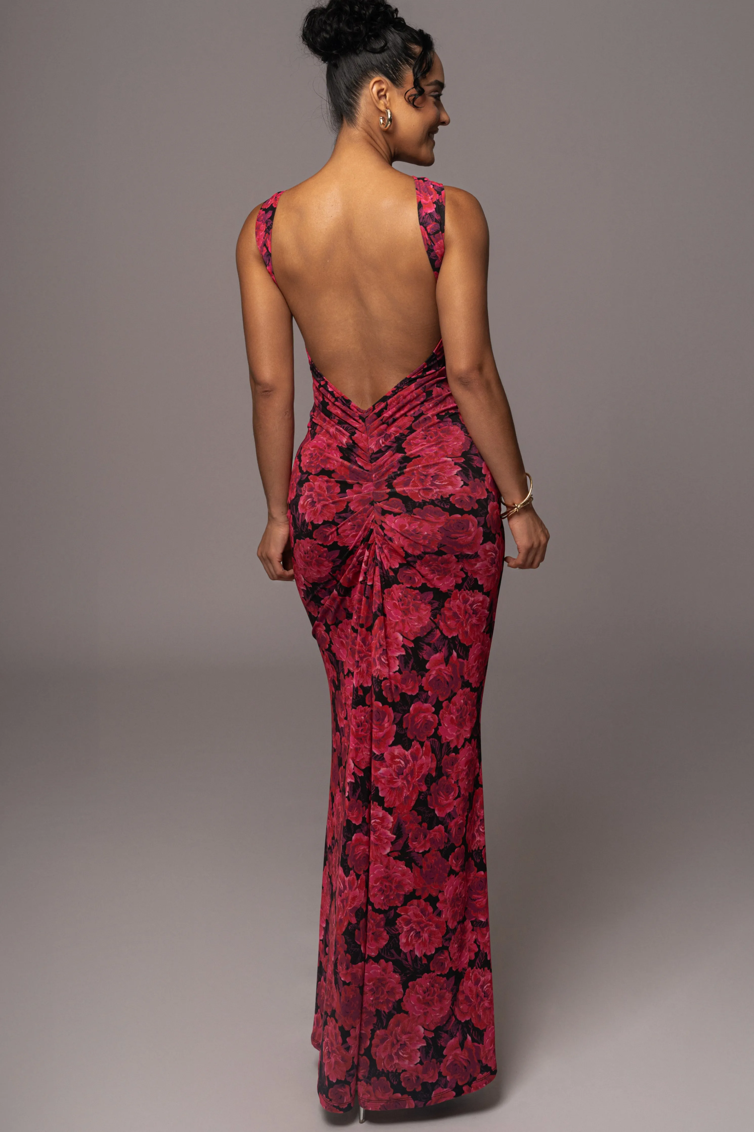 Pink Floral Front And Center Maxi Dress