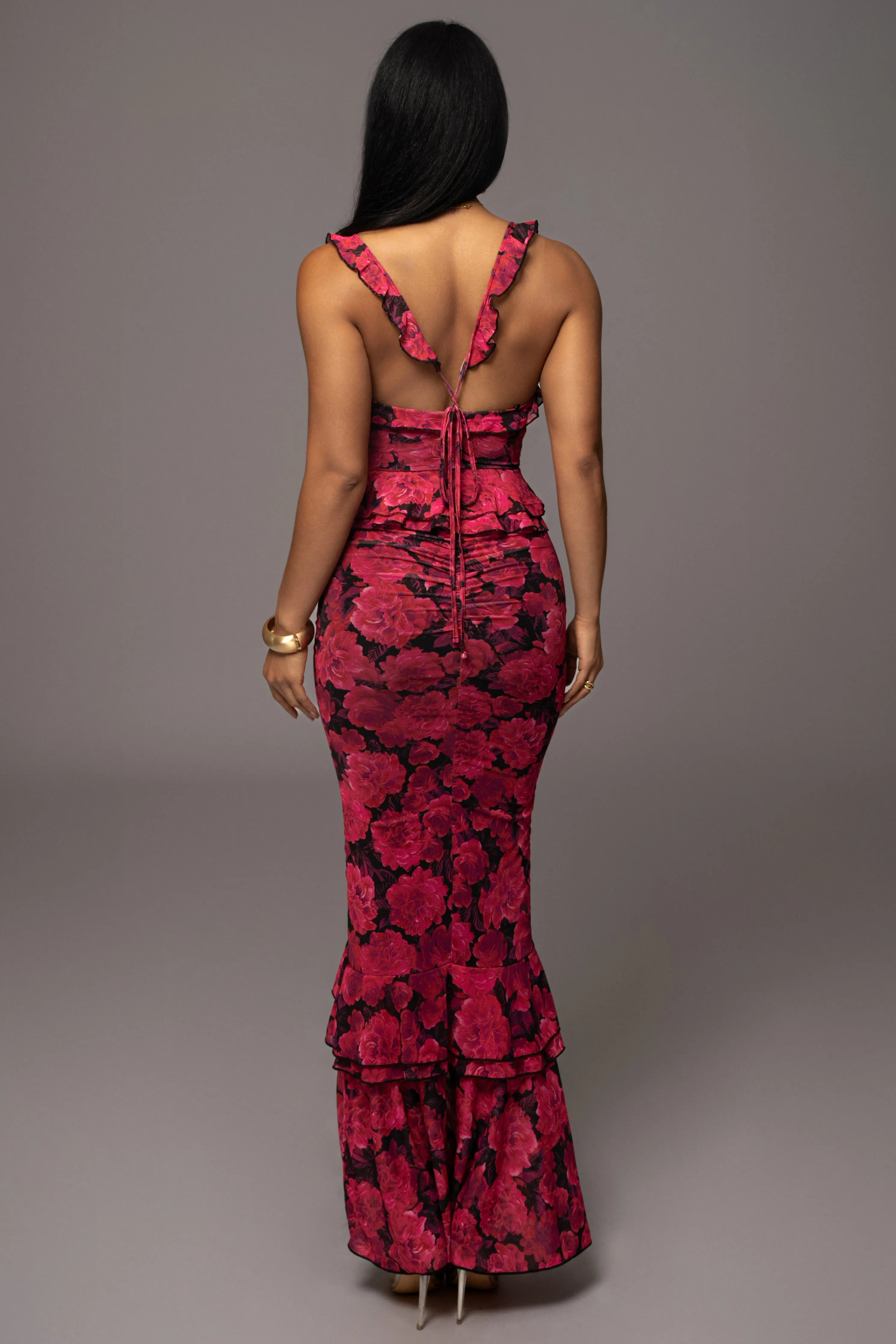 Pink La Costa Ruffle Maxi Dress