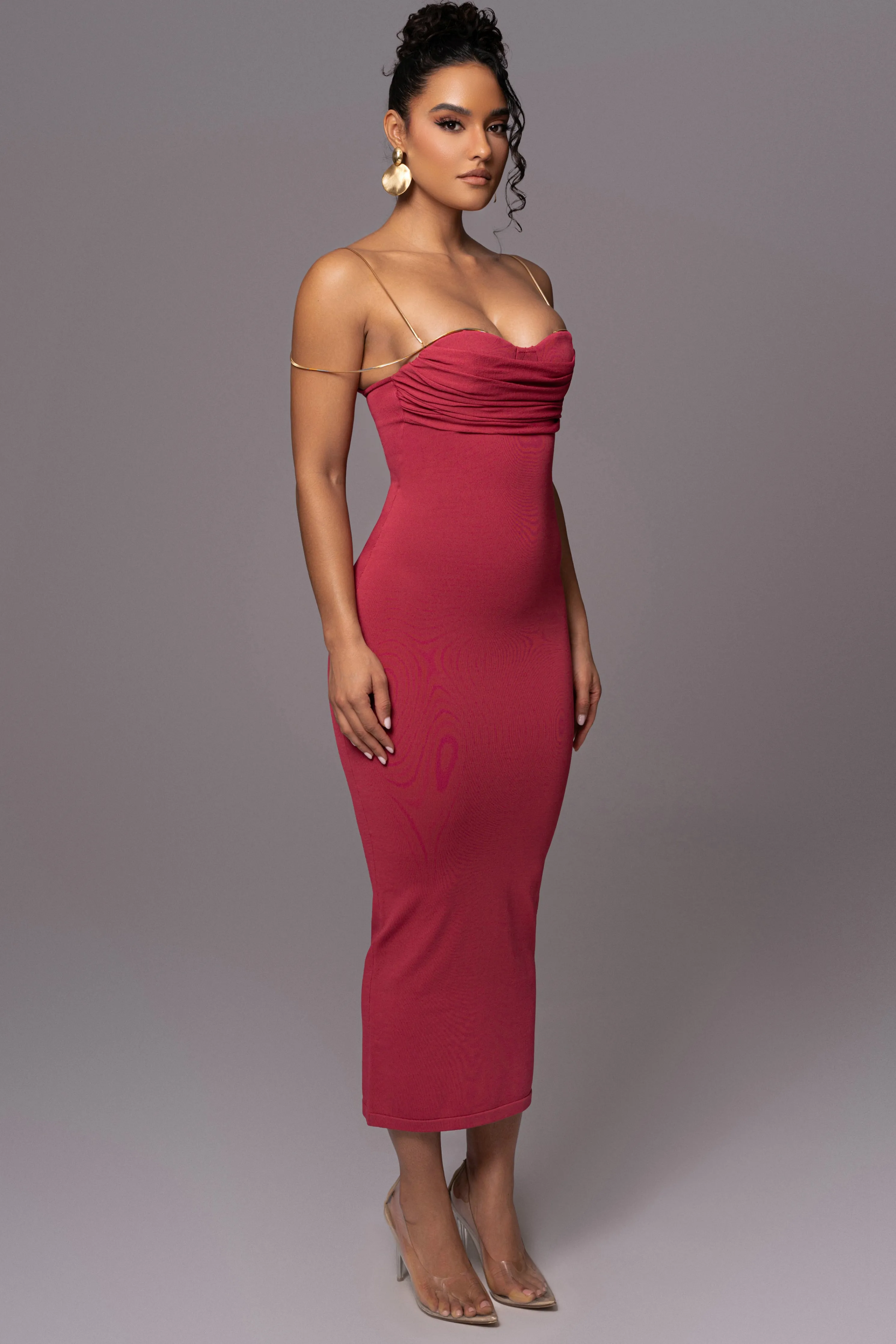 Pink La Lune Drape Midi Dress