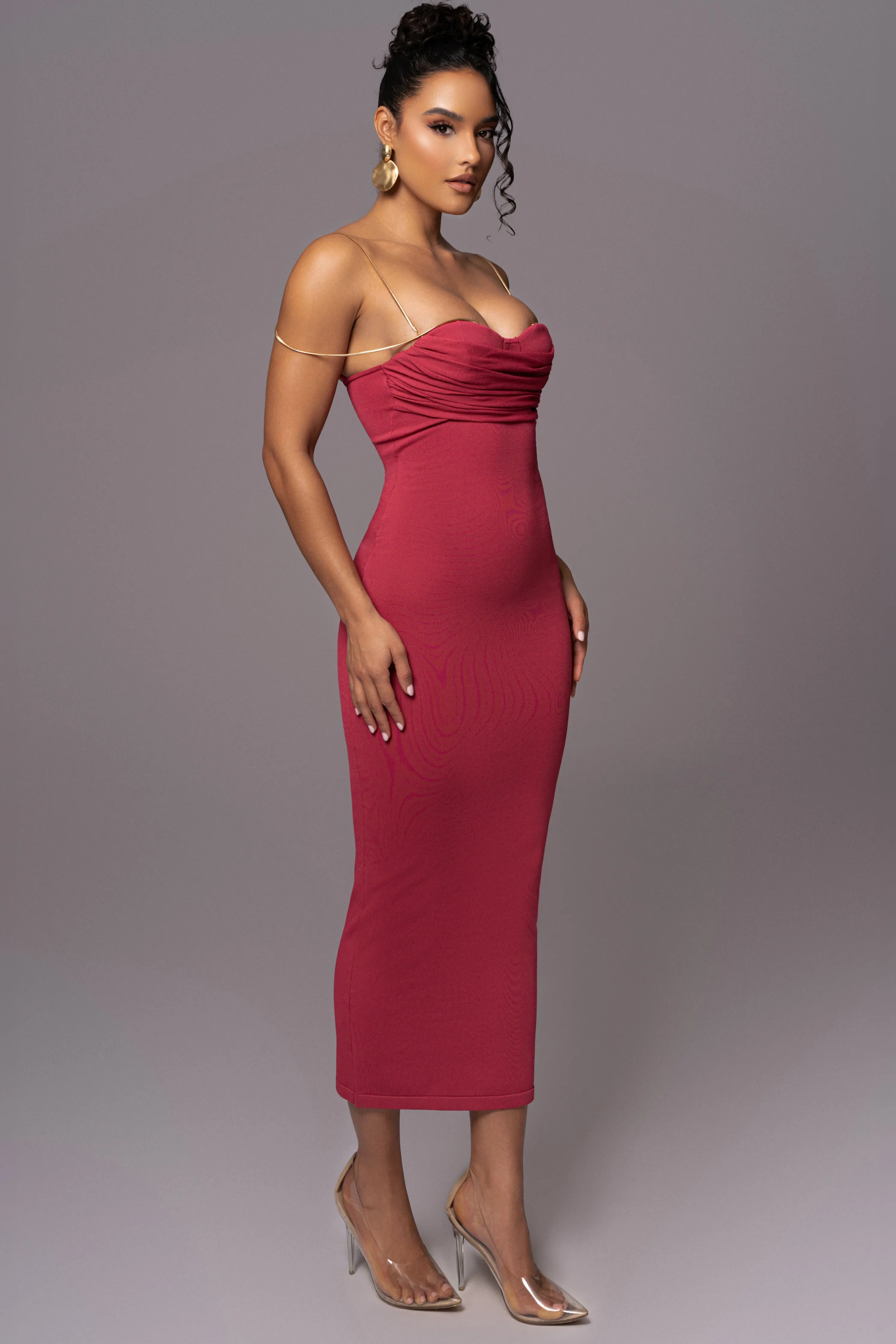 Pink La Lune Drape Midi Dress