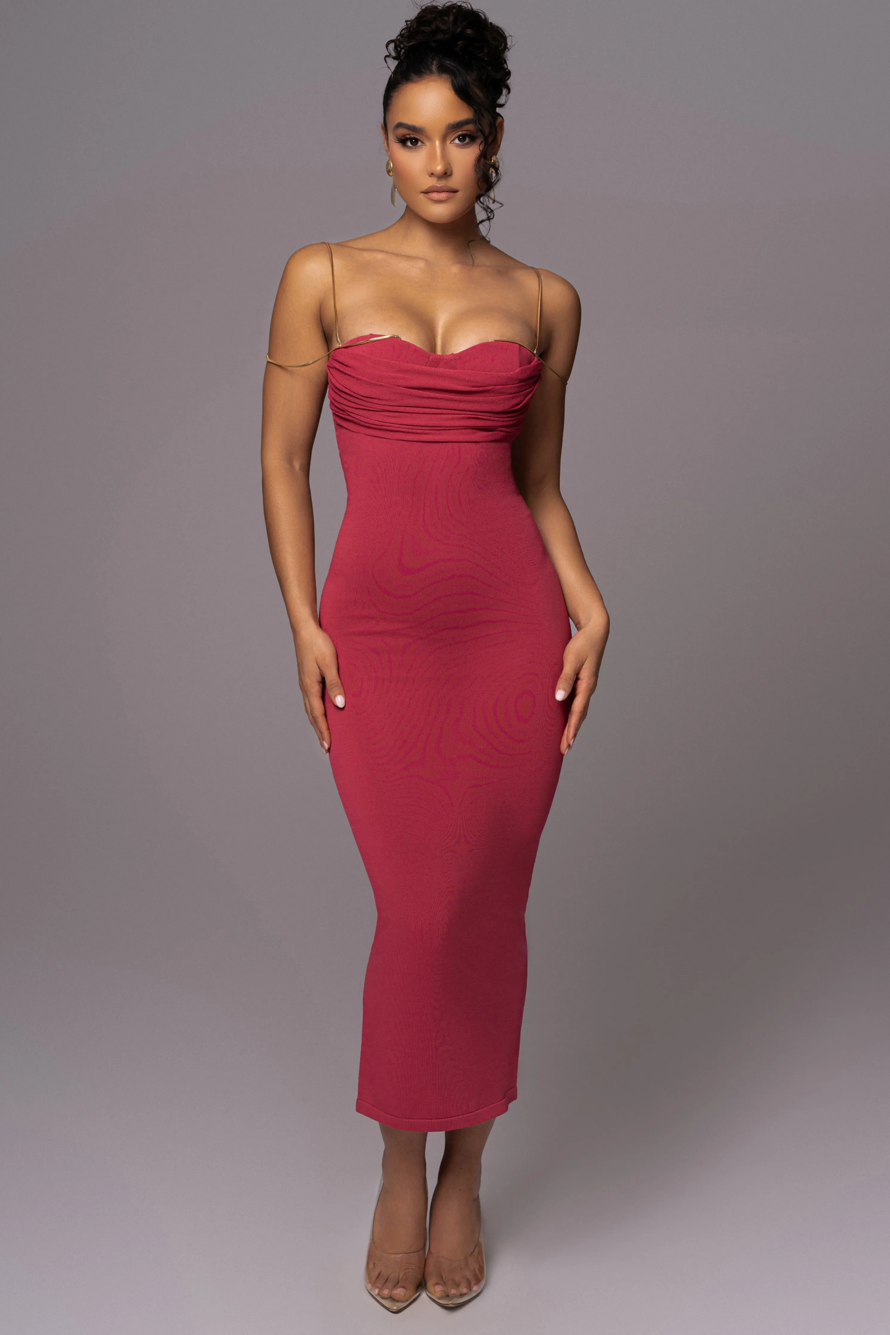 Pink La Lune Drape Midi Dress