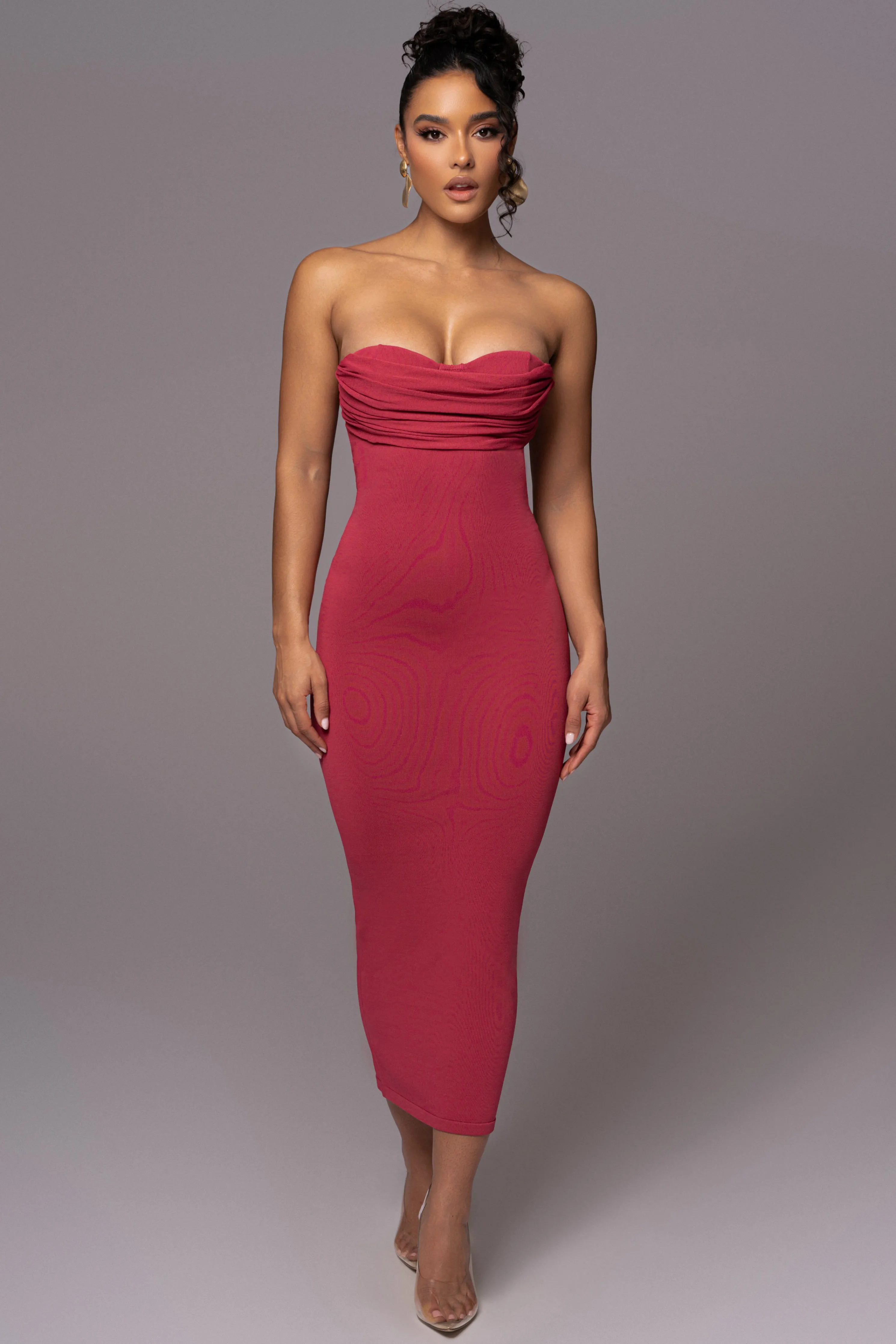 Pink La Lune Drape Midi Dress