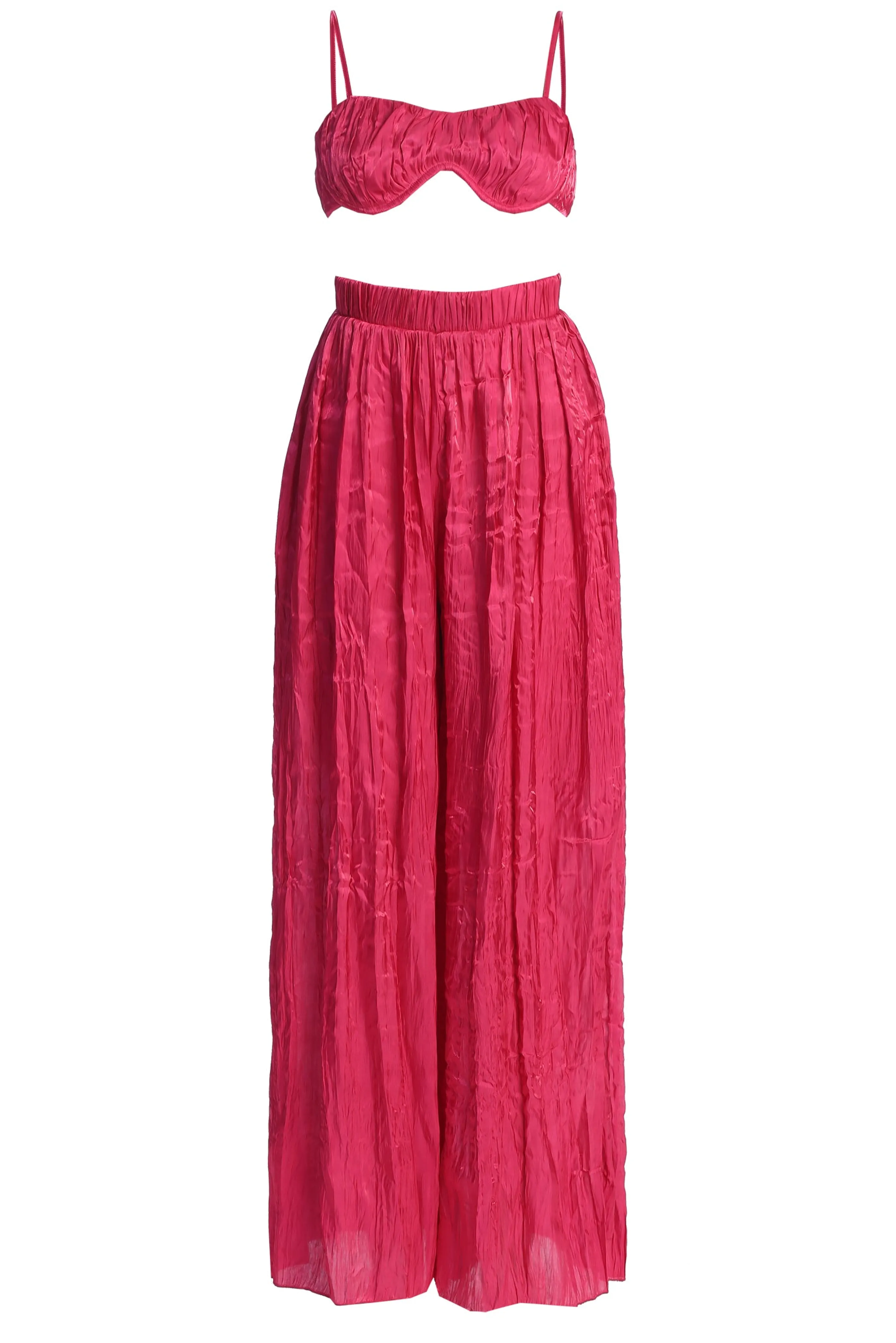 Pink Lets Get Away Satin Pant Set