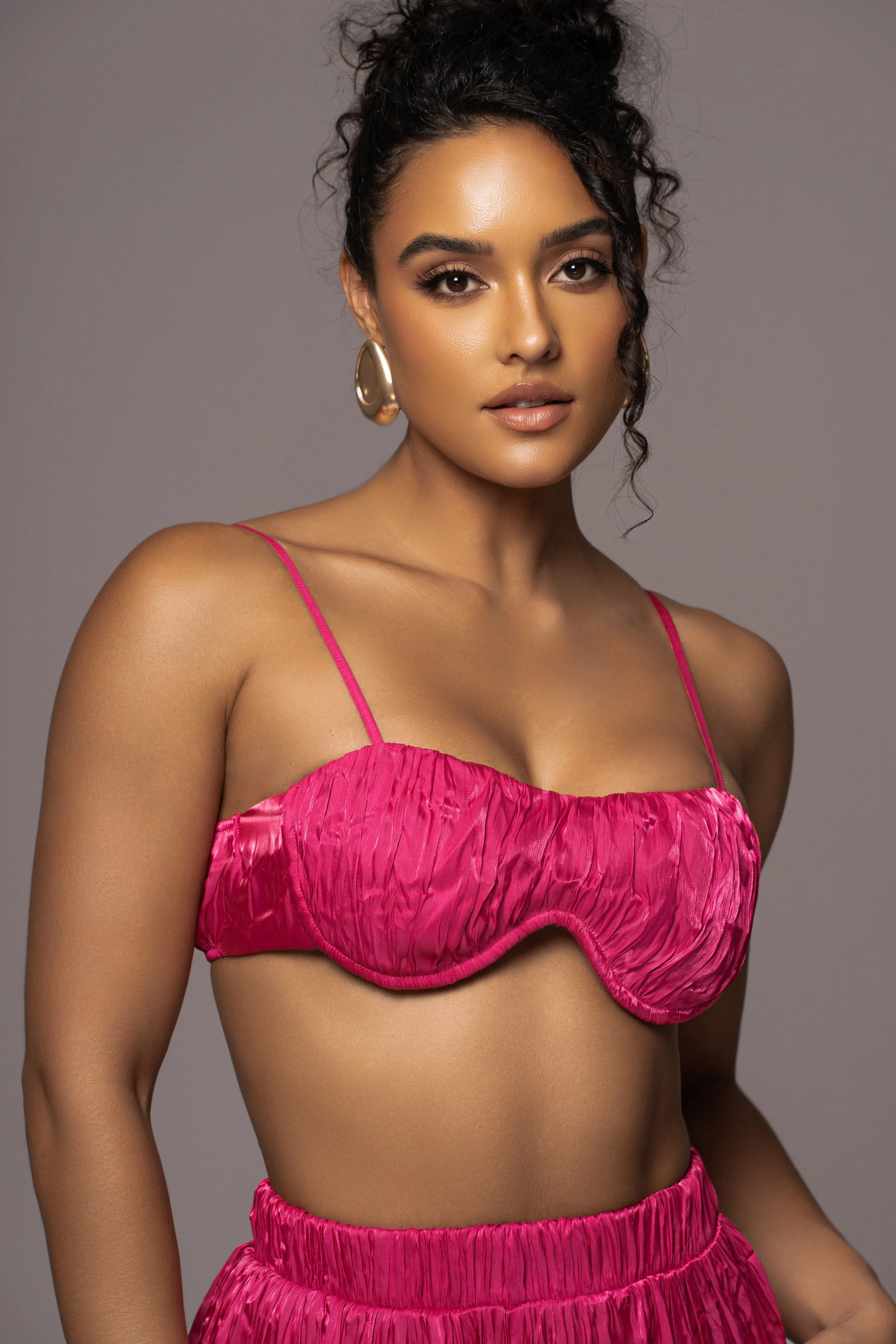 Pink Lets Get Away Satin Pant Set