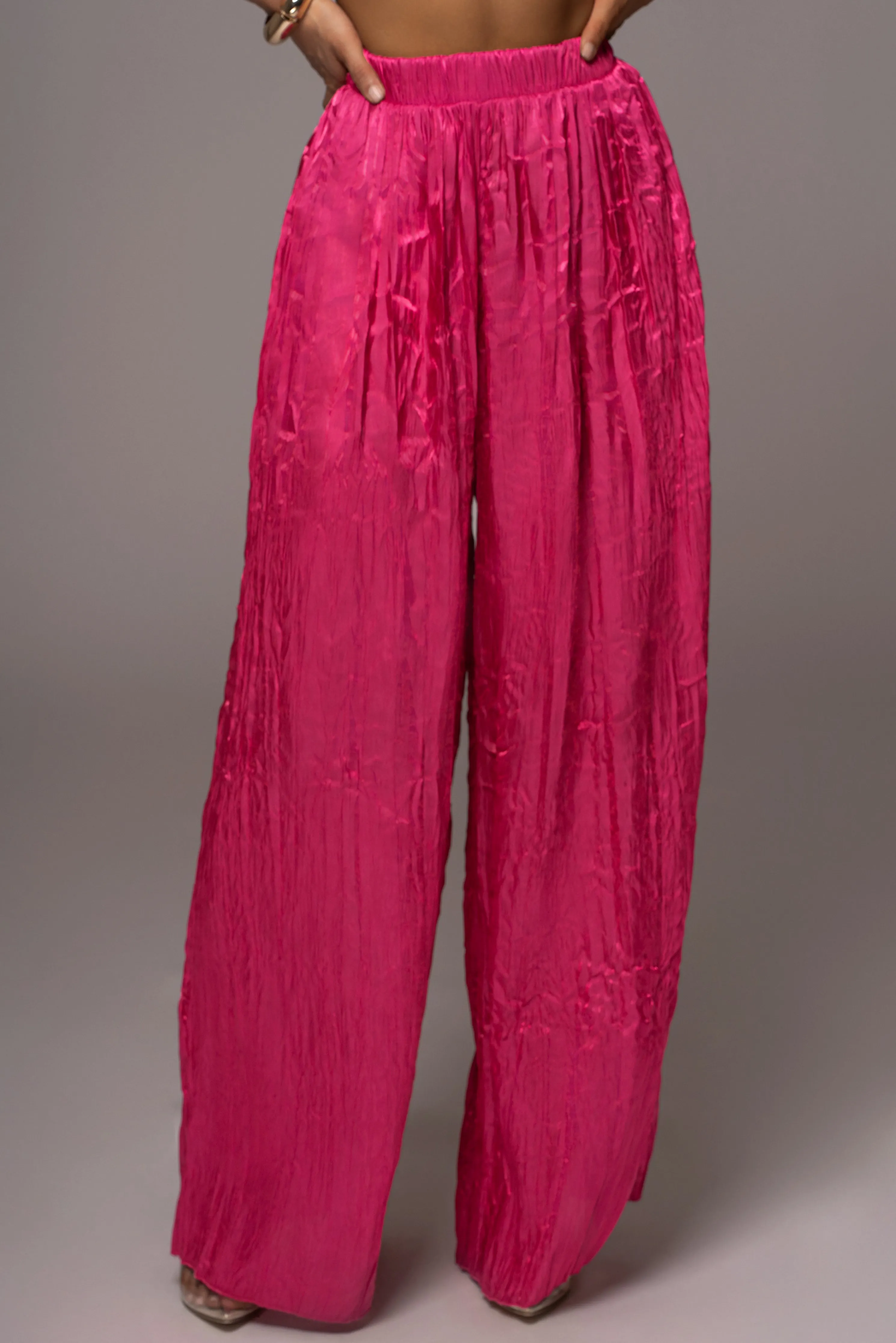 Pink Lets Get Away Satin Pant Set