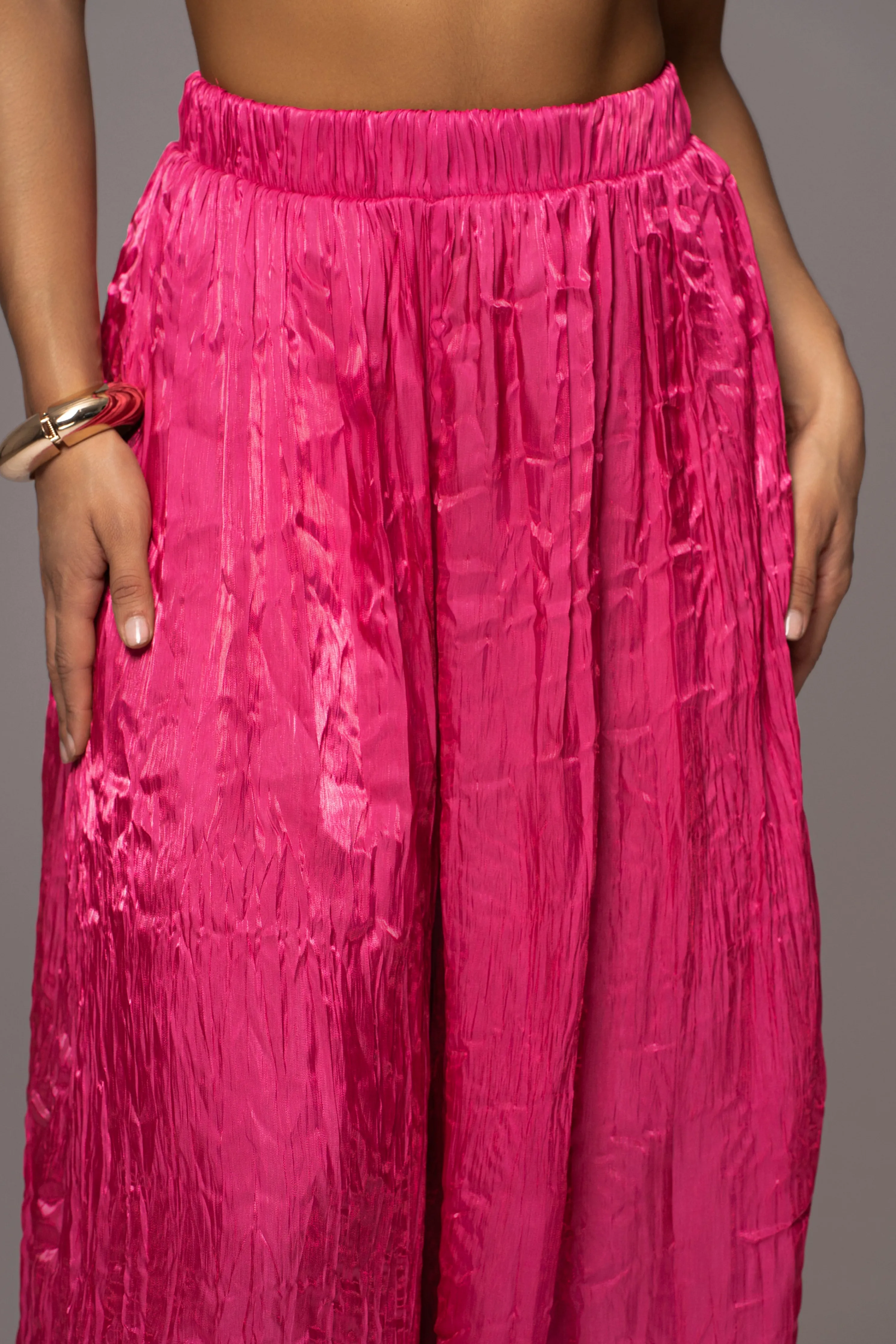 Pink Lets Get Away Satin Pant Set