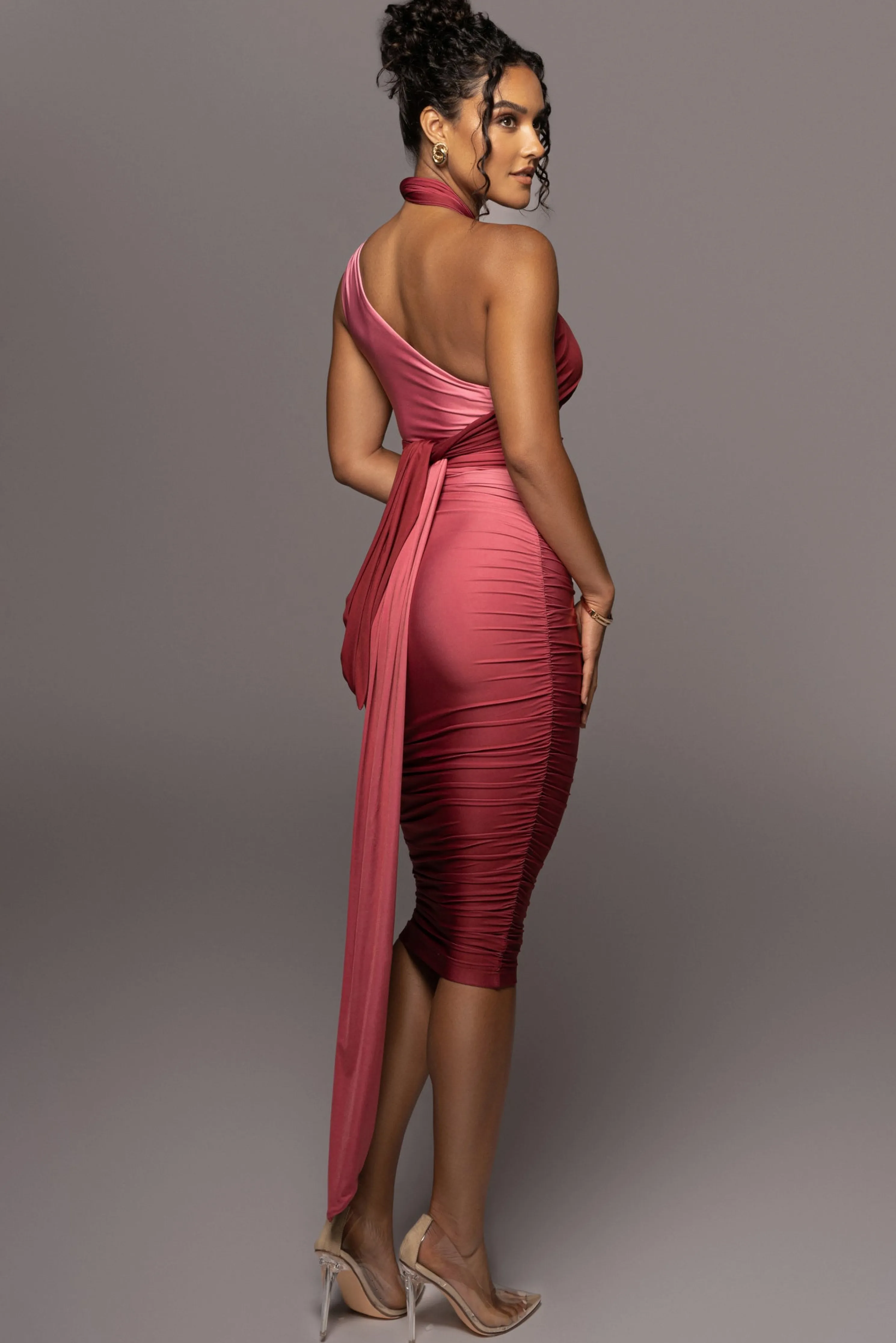 Pink Ombré Edge Of Romance Midi Dress