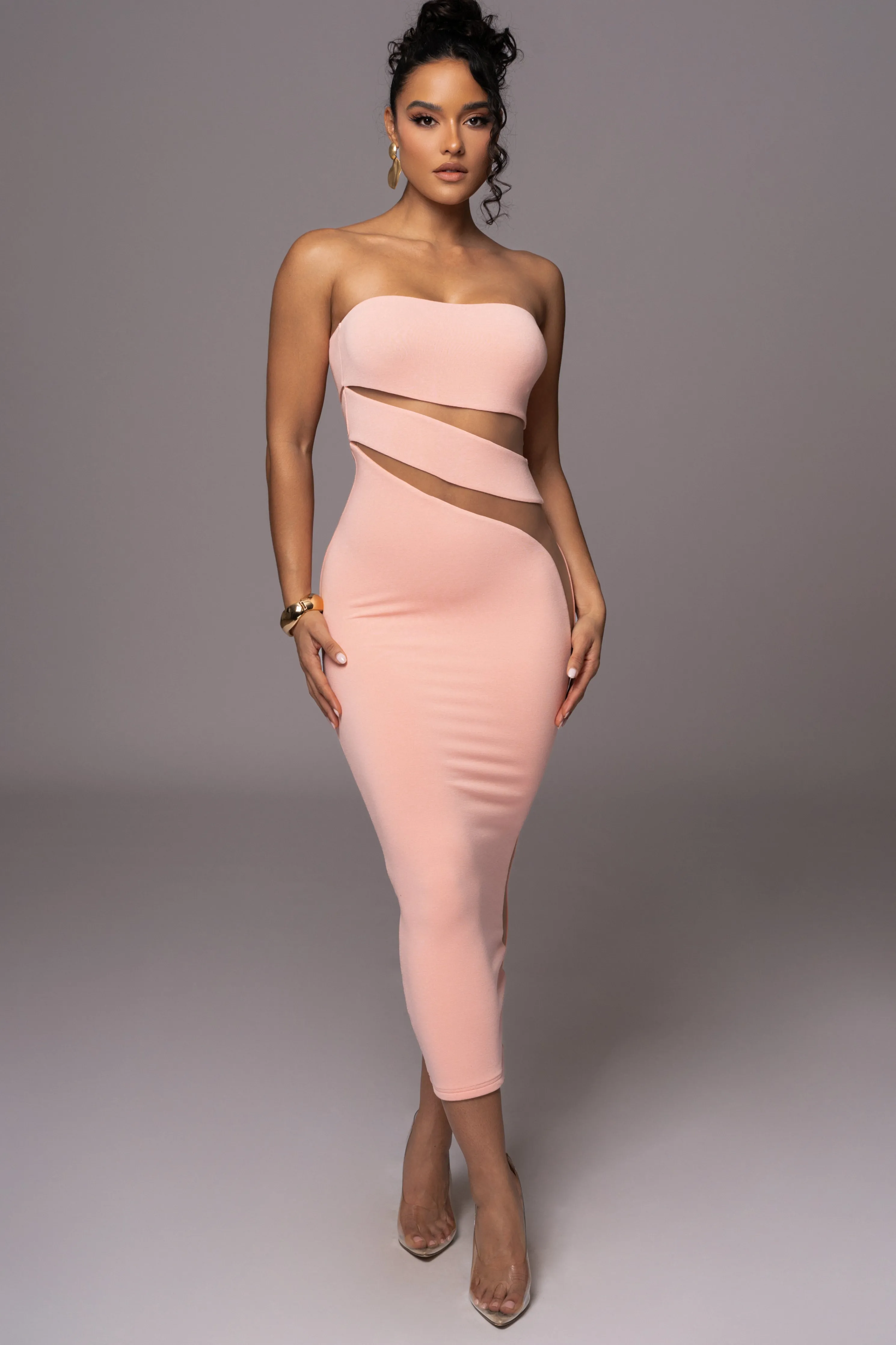 Pink Unpredictable Midi Dress