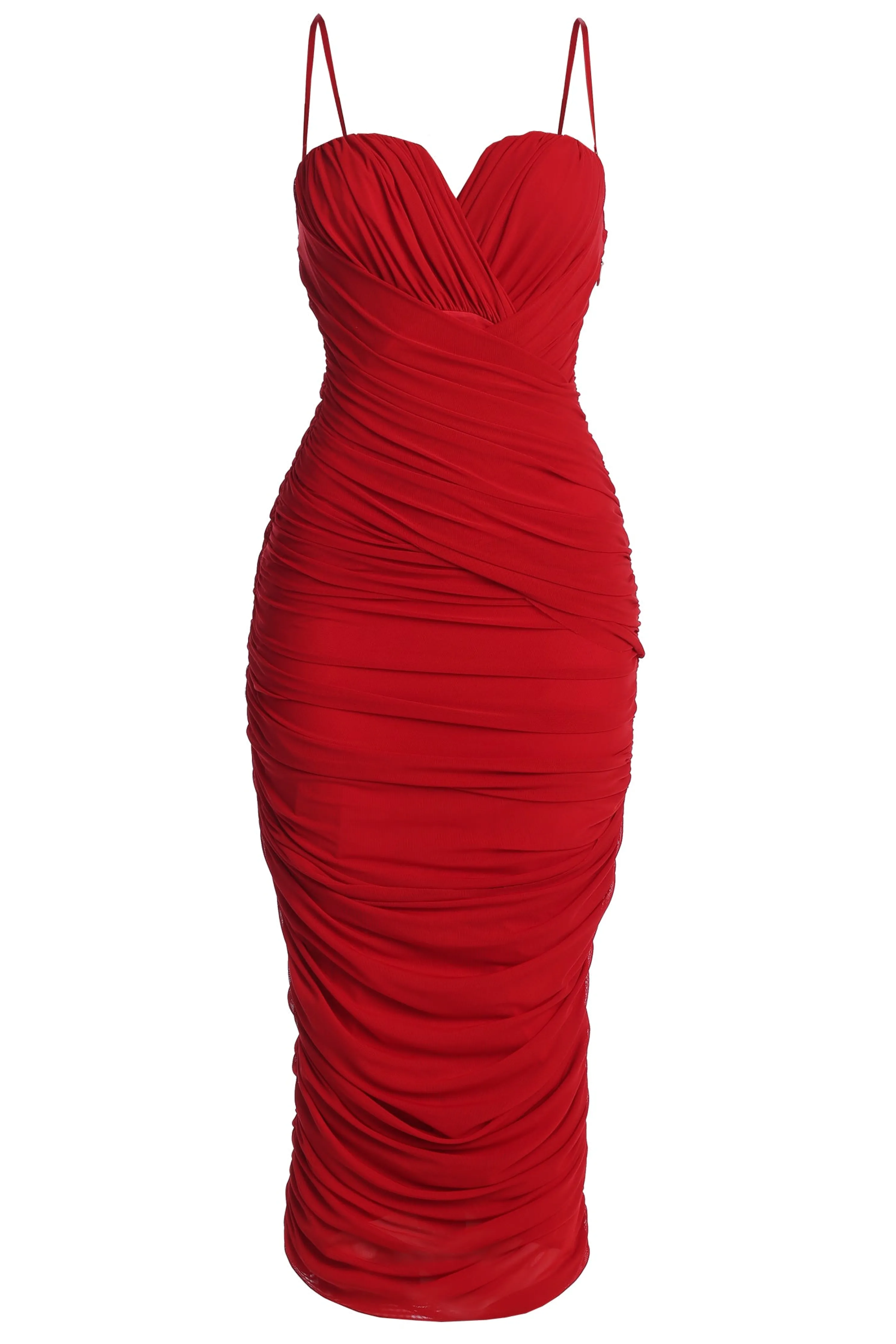 Red Arcadia Mesh Midi Dress