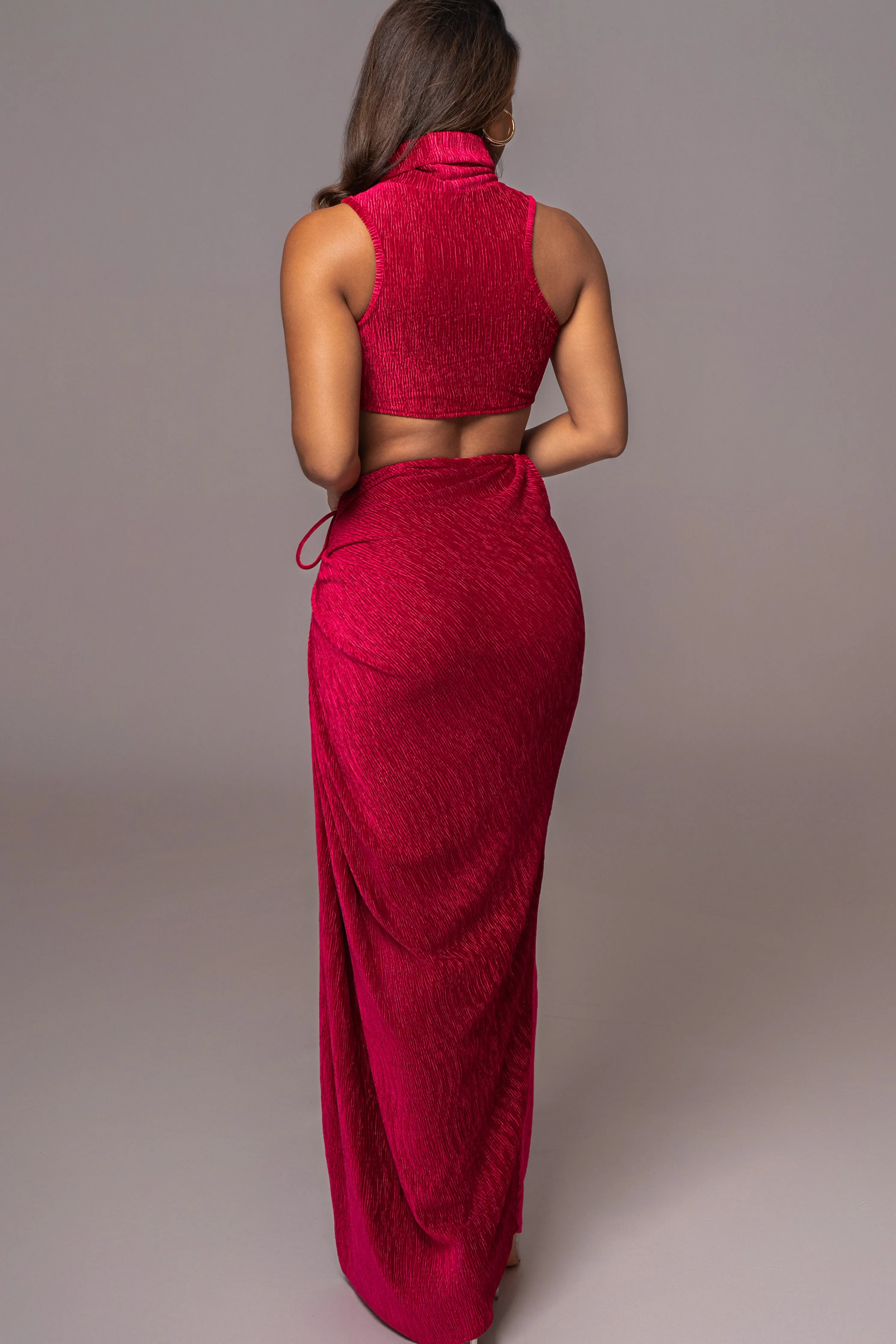 Red Chosen One Velvet Skirt Set